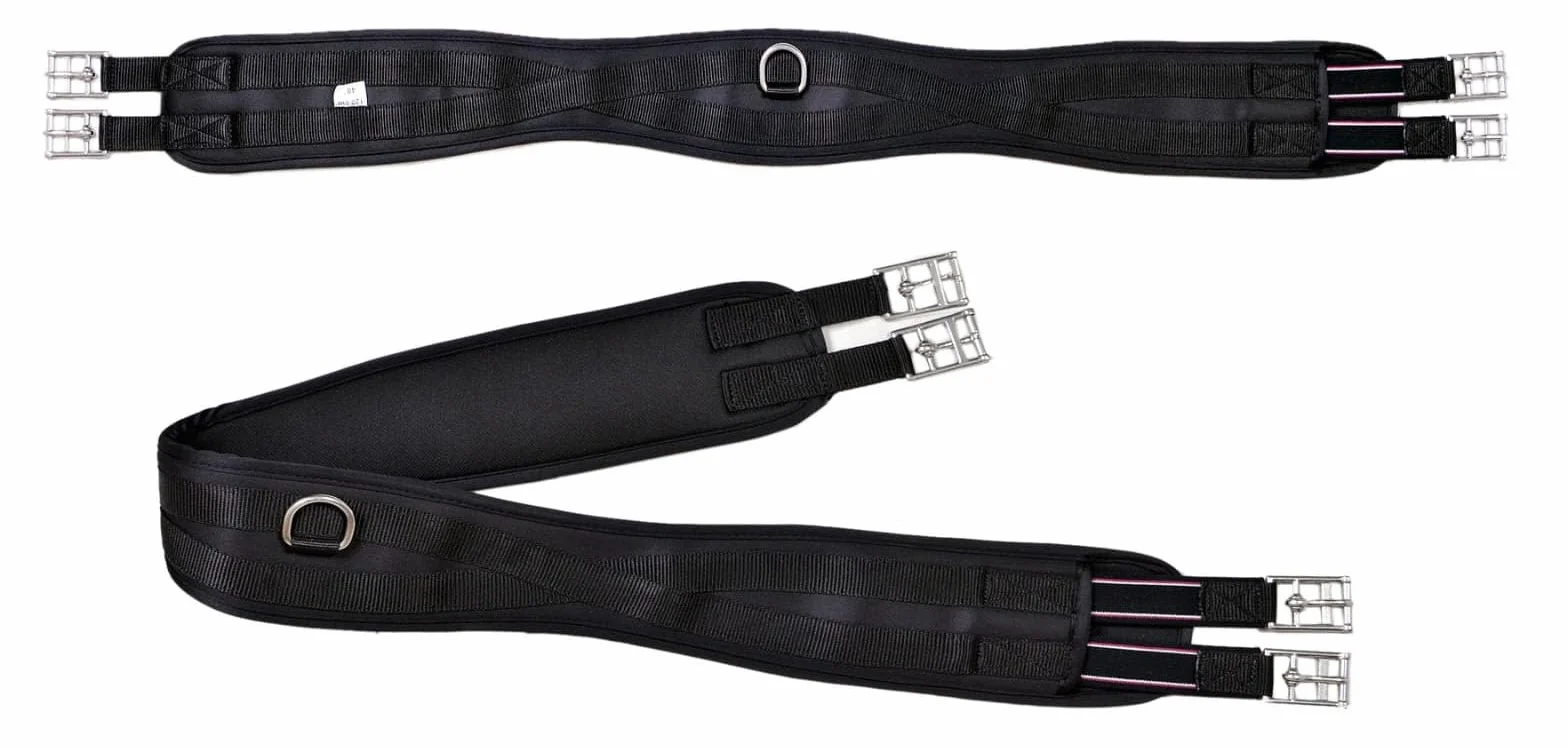 Preto Selle de cheval synthétique en néoprène doux et rembourré avec extrémité élastique anatomique anti-frottement, anti-galles et confort - Forme ergonomique solide
