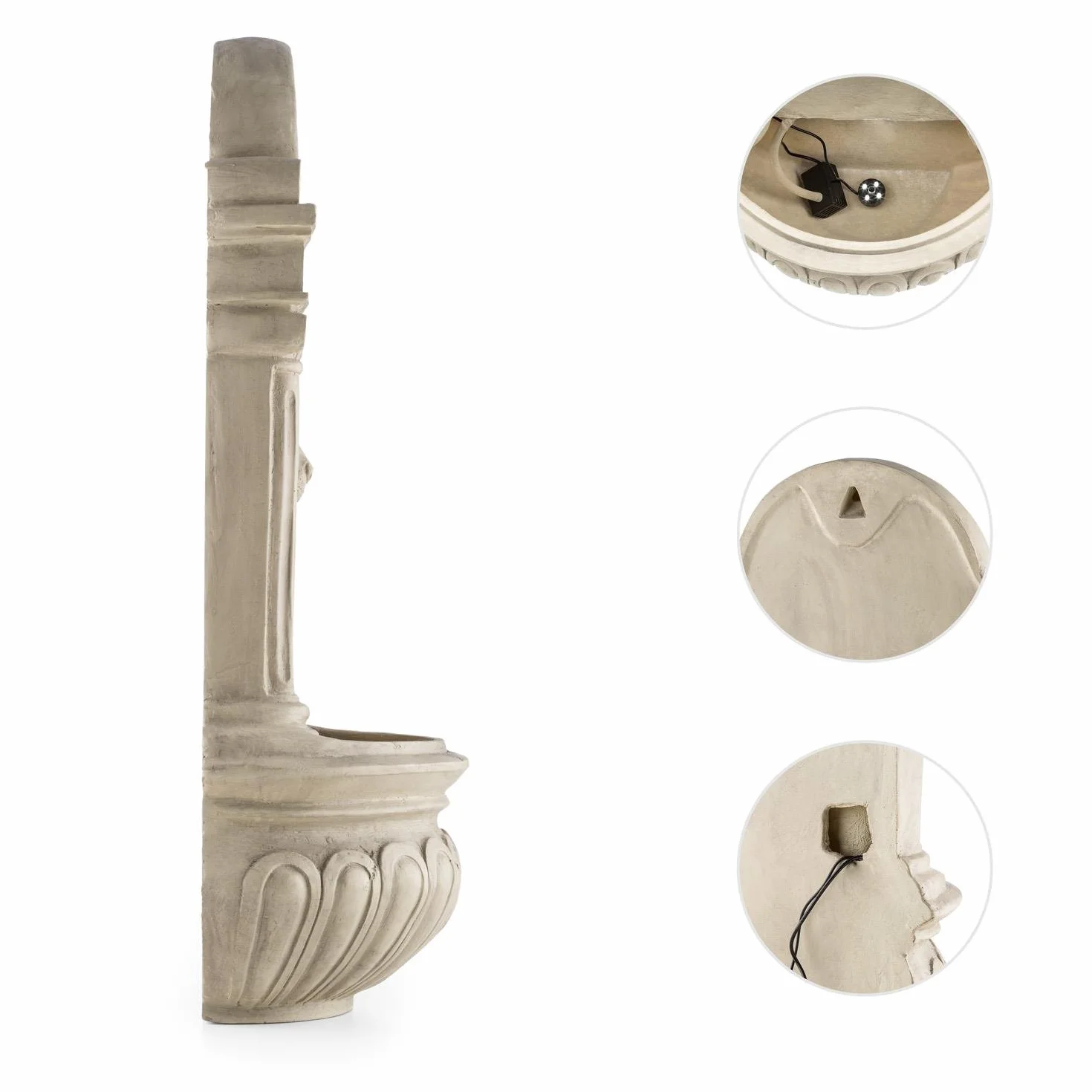 Blumfeldt Löwenstein Fontaine Murale Solaire Jardin Tête Lion Pompe Solaire 2W Polyrésine 4 LED Blanches Câble 5m Panneau Solaire Batterie Imitation Pierre