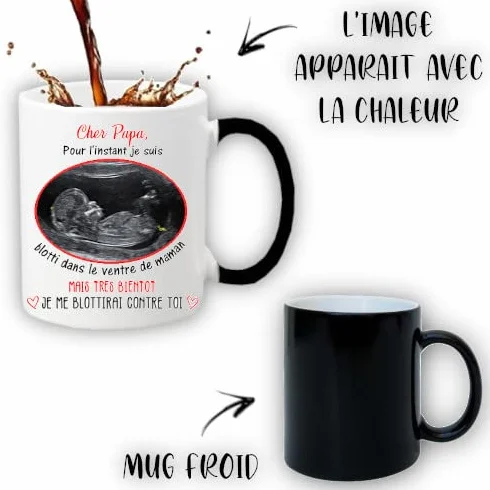 Mug personnalisé échographie 325mL cadeau grossesse original futur papa annonce bébé naissance