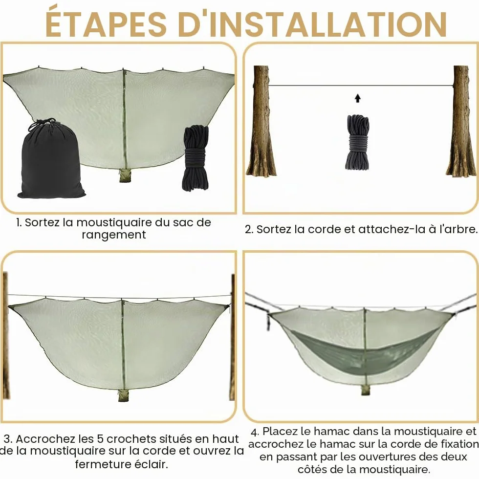 Moustiquaire de Camping pour Hamac, Moustiquaire Ultralight pour Hamac Portable Moustiquaire de Hamac Fermeture éclair Double Face Moustiquaires pour Jardin Camping Voyage Extérieur