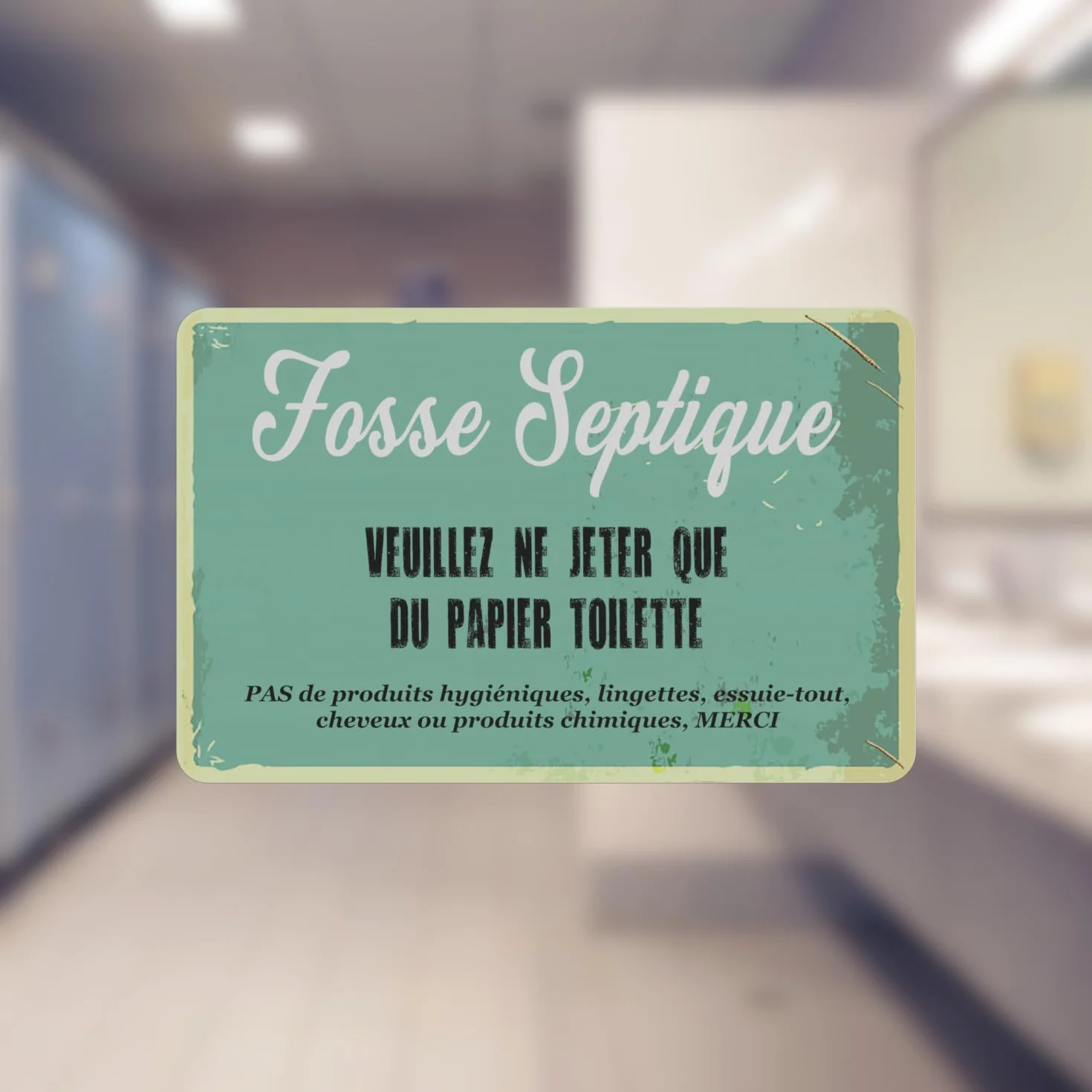 Plaque Adhésive Acrylique Fosse Septique Effet Rustique - Texte Imprimé Latex