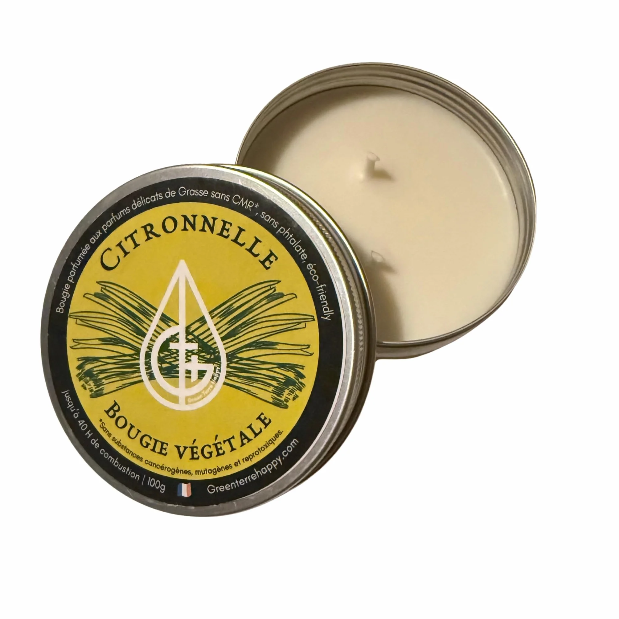 Bougie citronnelle parfum naturel Green Terre Happy