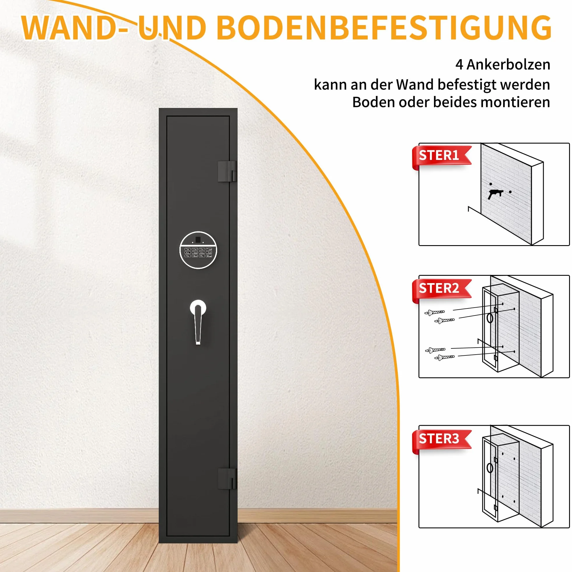 Armoire pour fusils et pistolets - Accès rapide - Convient pour le rangement sûr des armes longues et des tirs