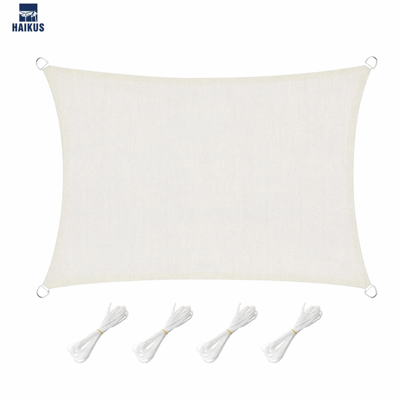 HAIKUS Voile d'ombrage Rectangulaire 3x4 m HDPE Respirant 185g/m² Protection UV Blanc
