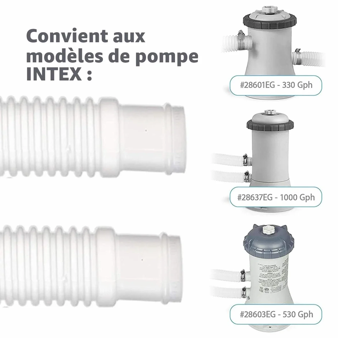 Tuyau Piscine 32mm 150cm pour Pompe de Piscine Intex 330 GPH 530 GPH 1000 GPH