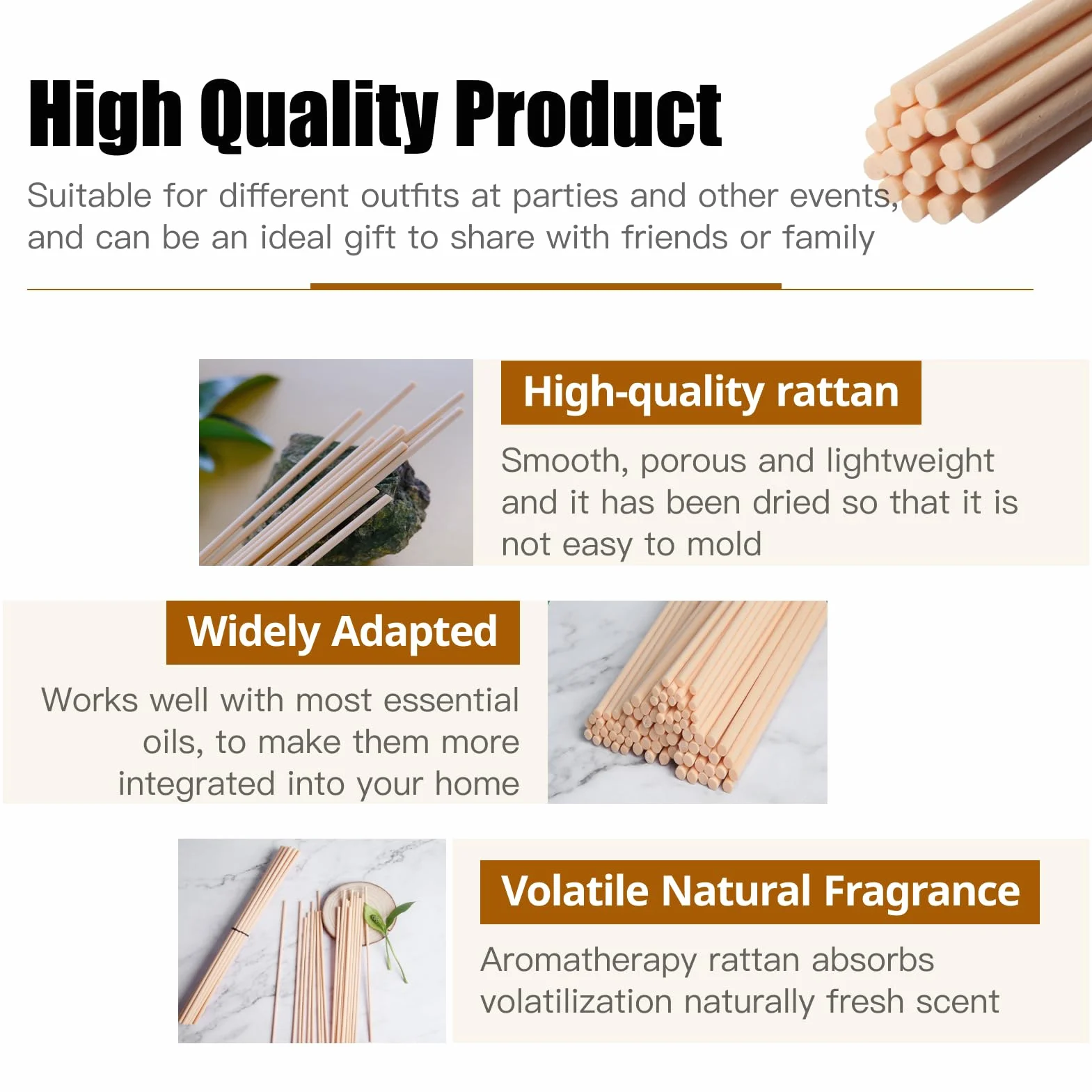Bâton Reed Diffuseur 30cm*3mm 60 Pièces pour Cuisine, Bain, Salon - Senteur Maison