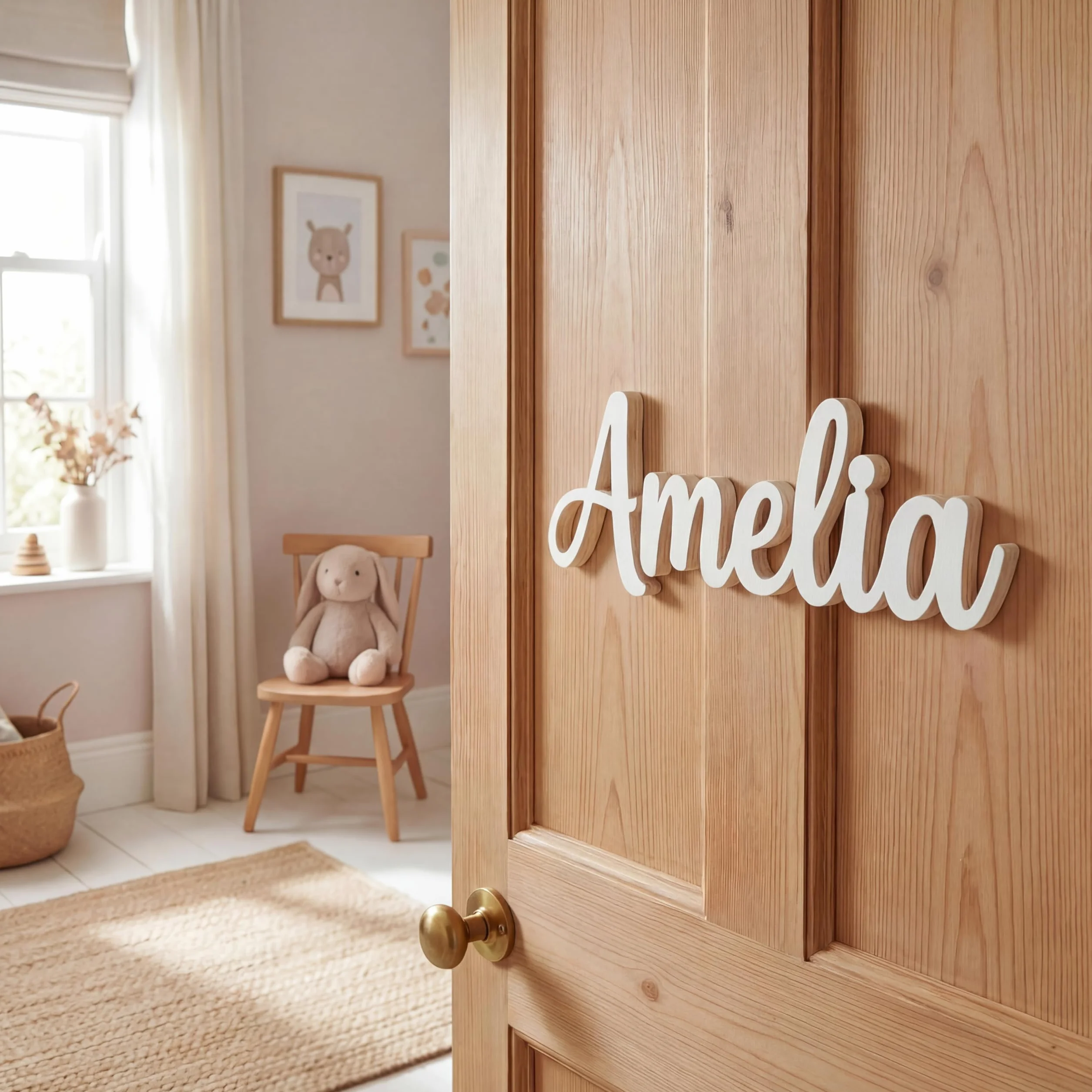 Prénom bois personnalisé 20-96 cm décoration chambre enfant fait main