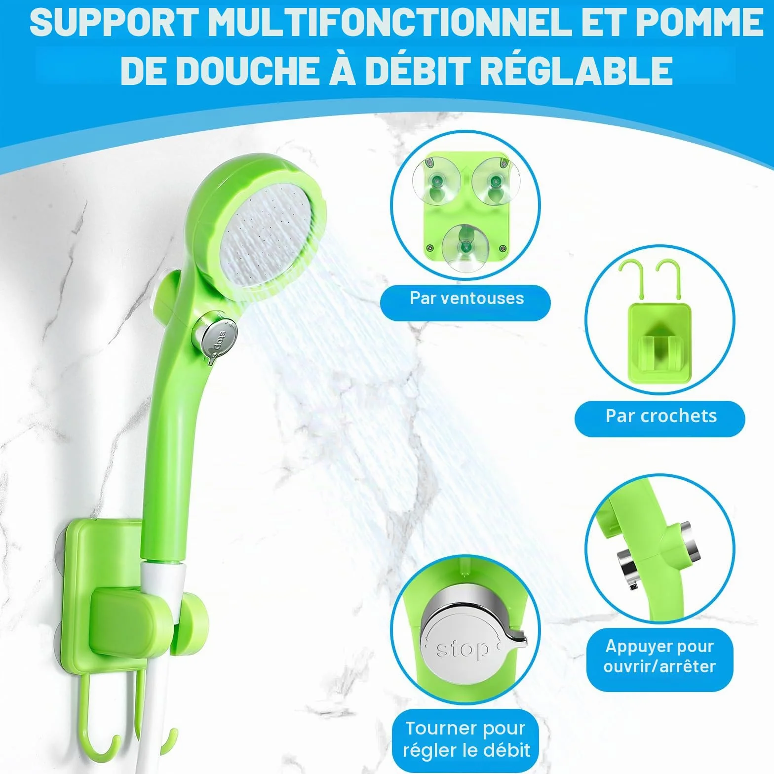 Camping Douche Portable, Kit Douche de Camping, Pompe de Douche Rechargeable de 6000 mAh avec écran Intelligent de la Température et Puissance, pour Camping, Randonnée, Nettoyage de la Voiture