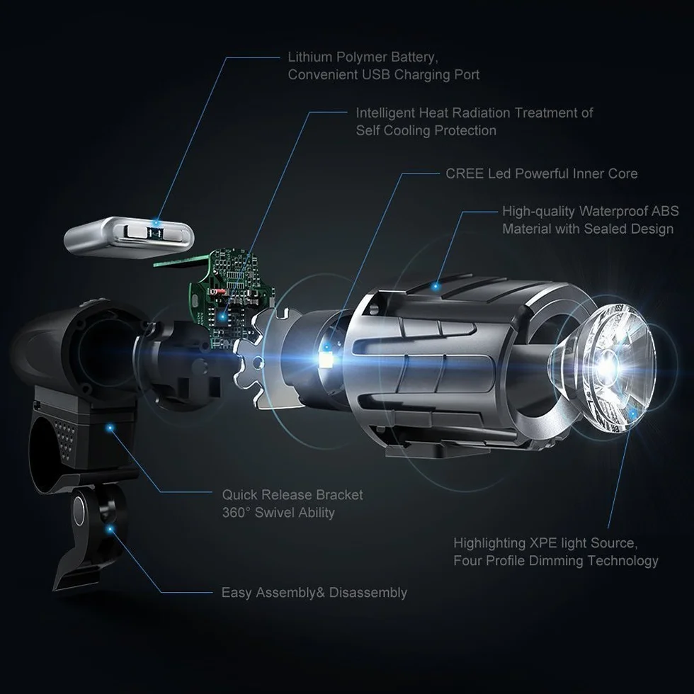 Cycleafer® Éclairage Vélo Bicyclettes VTT USB Rechargeable Avant & Arrière Ultra Puissant Lumineuses Parfait pour Augmenter la Sécurité des Cyclistes la Nuit Résistance à l'eau Facile Installer