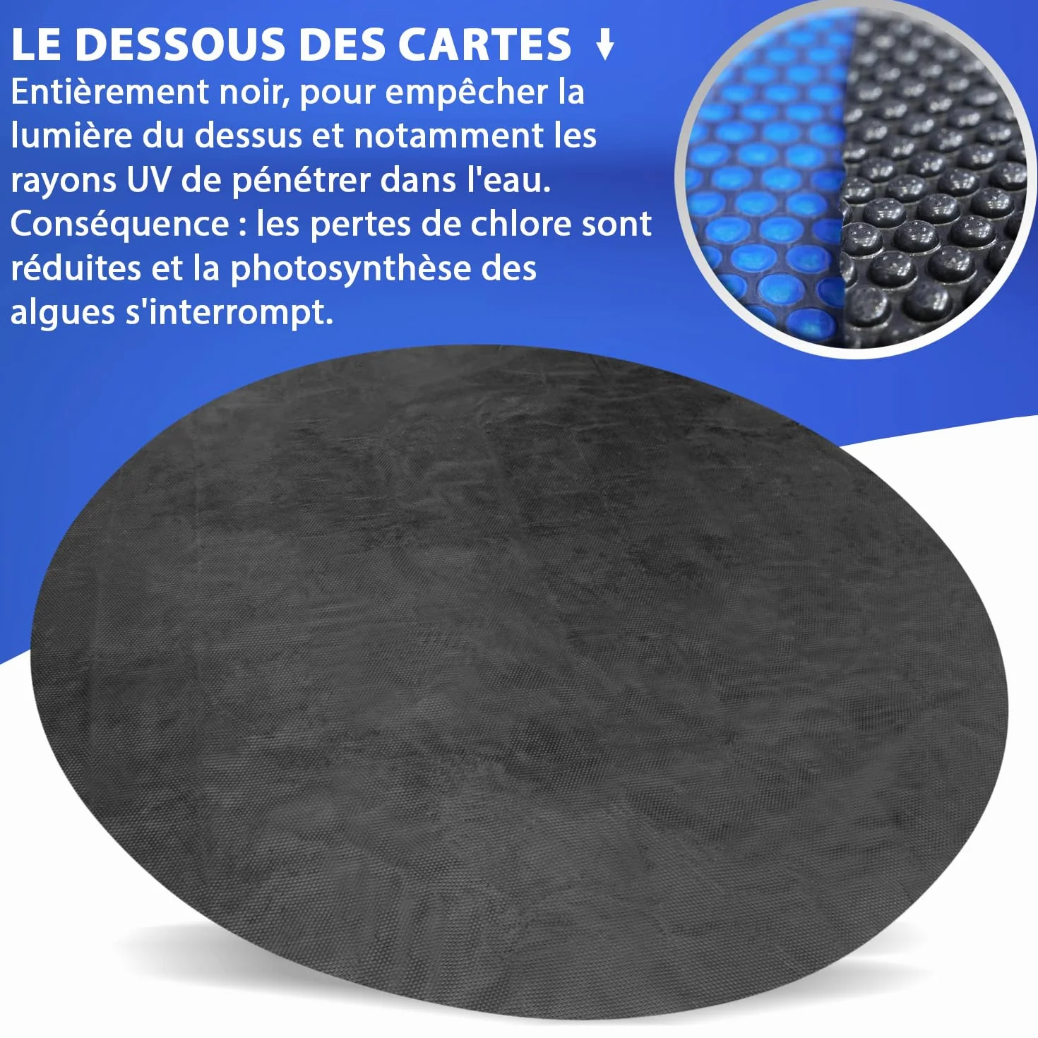 Bâche à Bulles Piscine Ø 550 cm Rond 400 µm Noir/Bleu Découpable