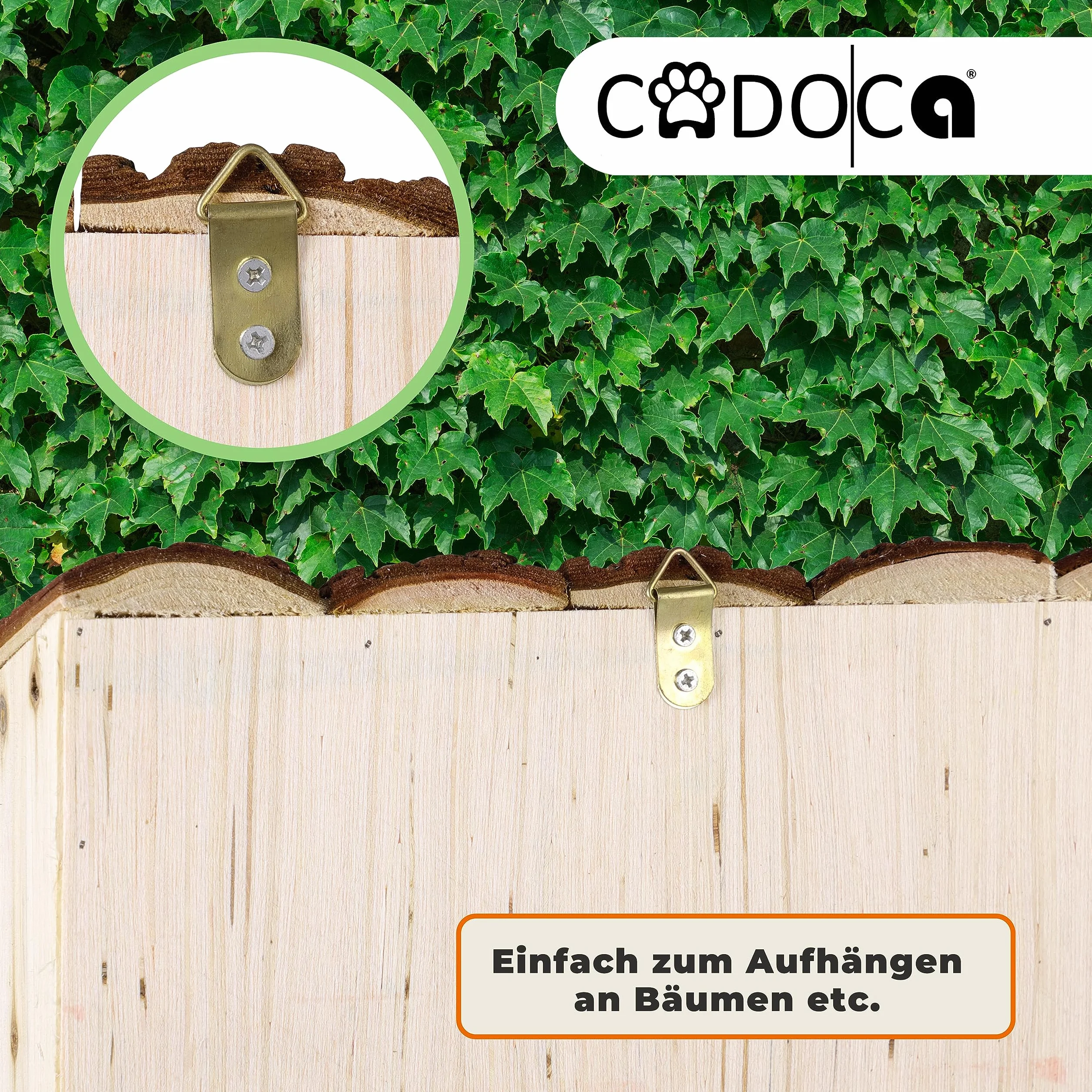 CADOCA® 2X Hôtel à Insectes en Bois Naturel 30,5x31 cm Nichoir à Abeilles Hivernage Pollinisation