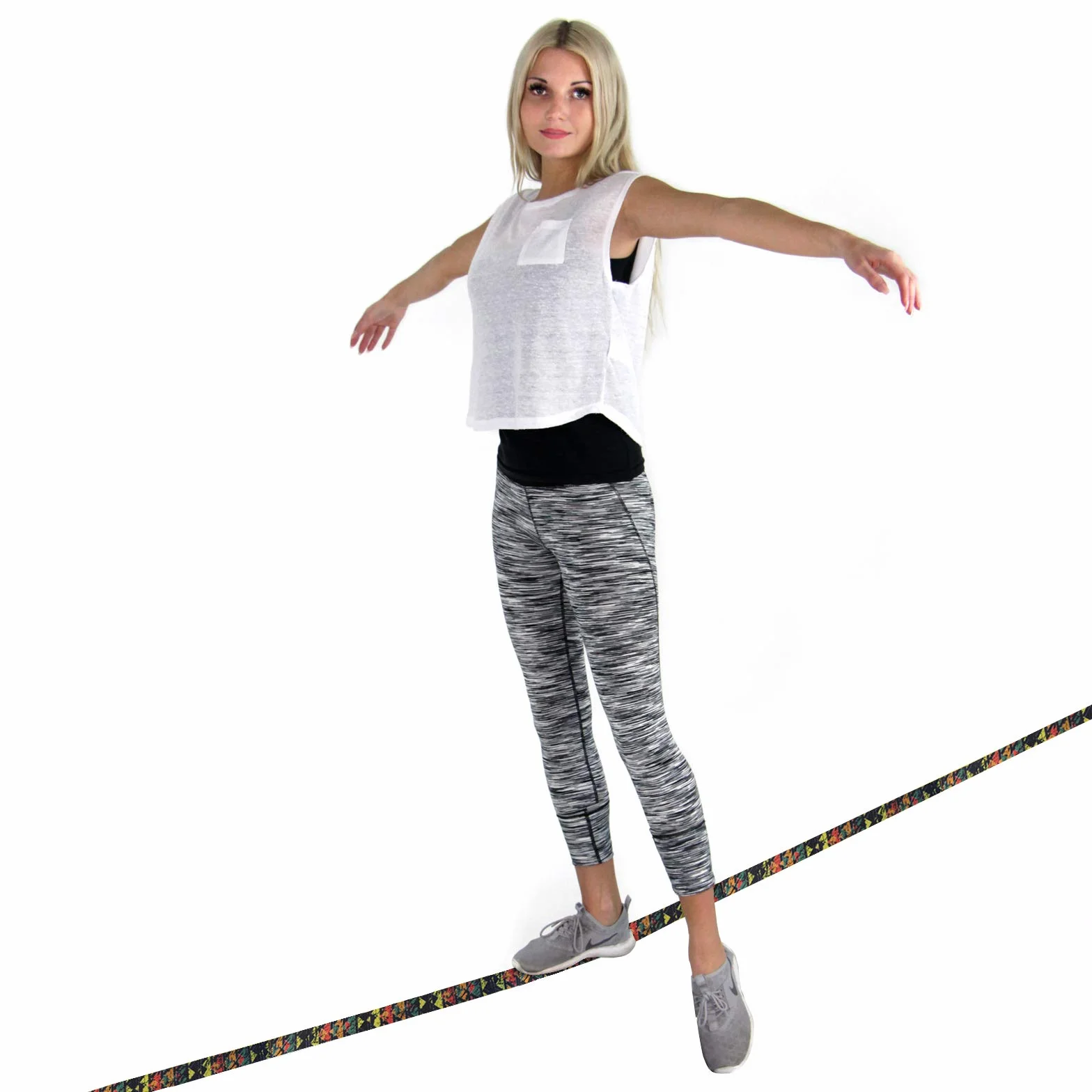 ALPIDEX Slackline Set 15 m + Protections pour Arbre et Protection cliquet, Convient aux Enfants, débutants et avancés