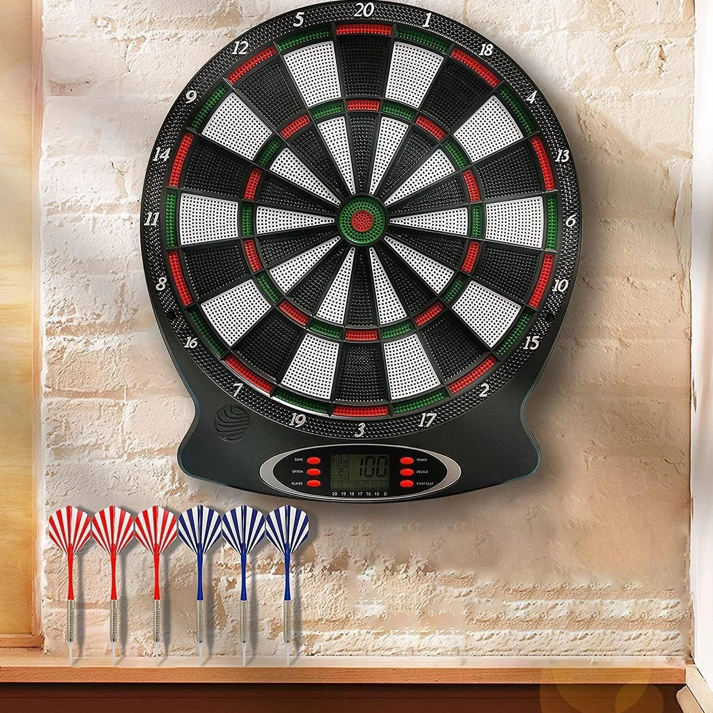 Jeu de flechette electronique avec fléchettes et Pointes de Rechange, Cible flechette electronique avec Voix et écran LCD, Jeux de flechette electronique avec 25 Jeux et 290 Variations