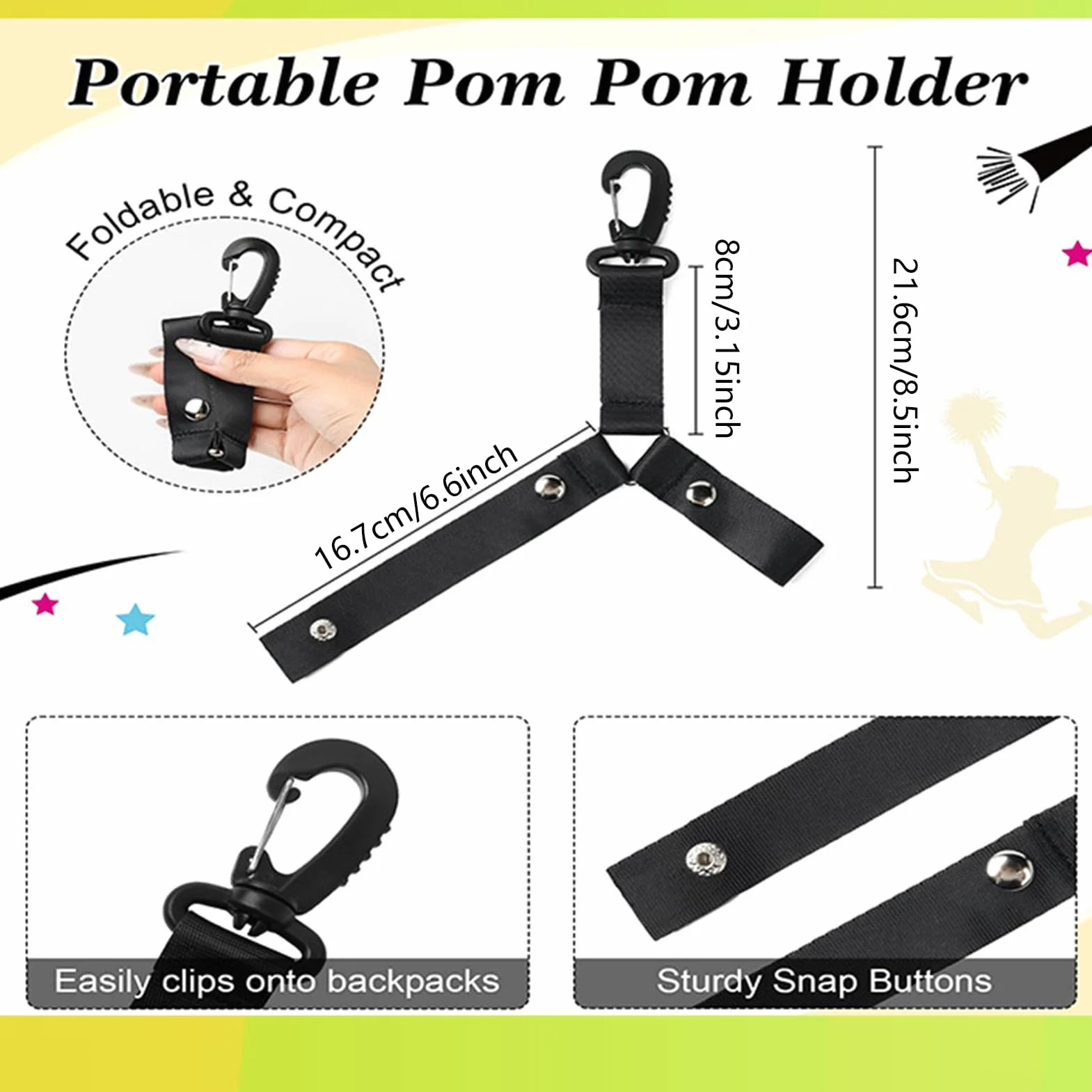 Porte-Pompon pour Sac de Danse Cheerleader avec Accroche-Sac à Dos pour Compétitions de Cheerleading