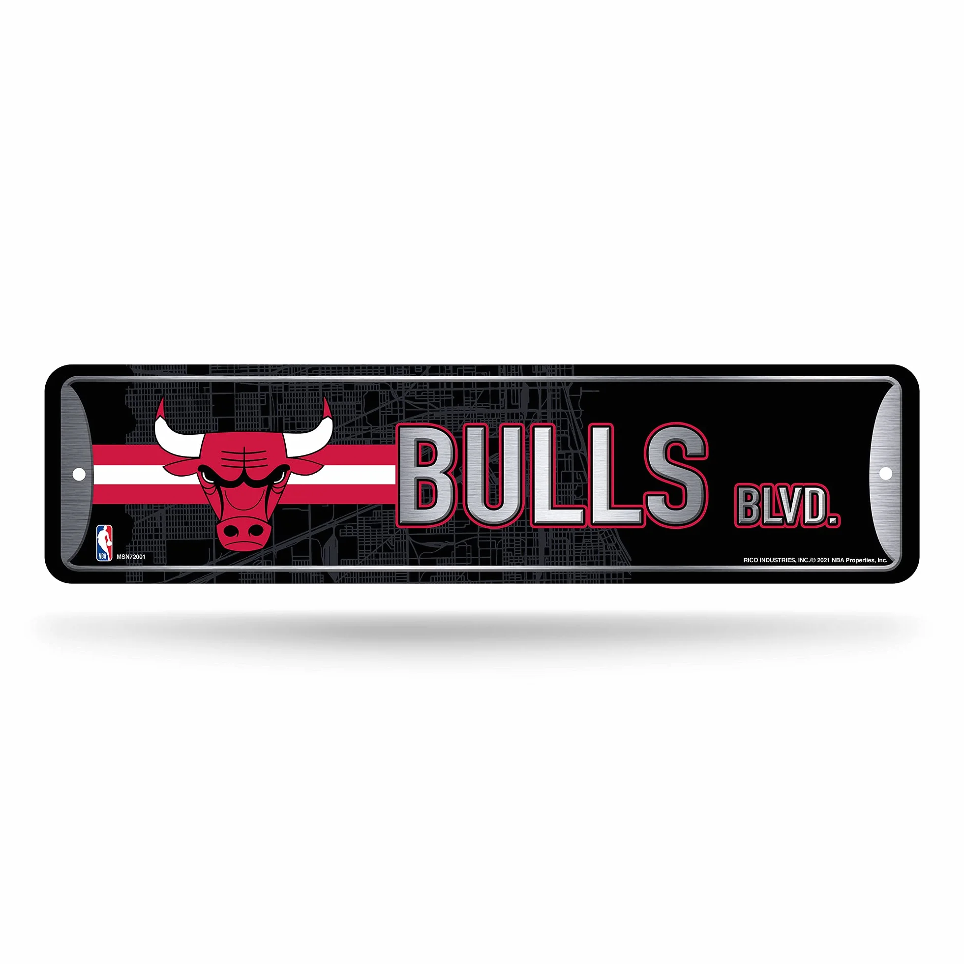 Rico Industries Plaque de rue en métal NBA Chicago Bulls (10,2 x 38,1 cm) – Idéale pour la maison, la chambre, la cave de l'homme