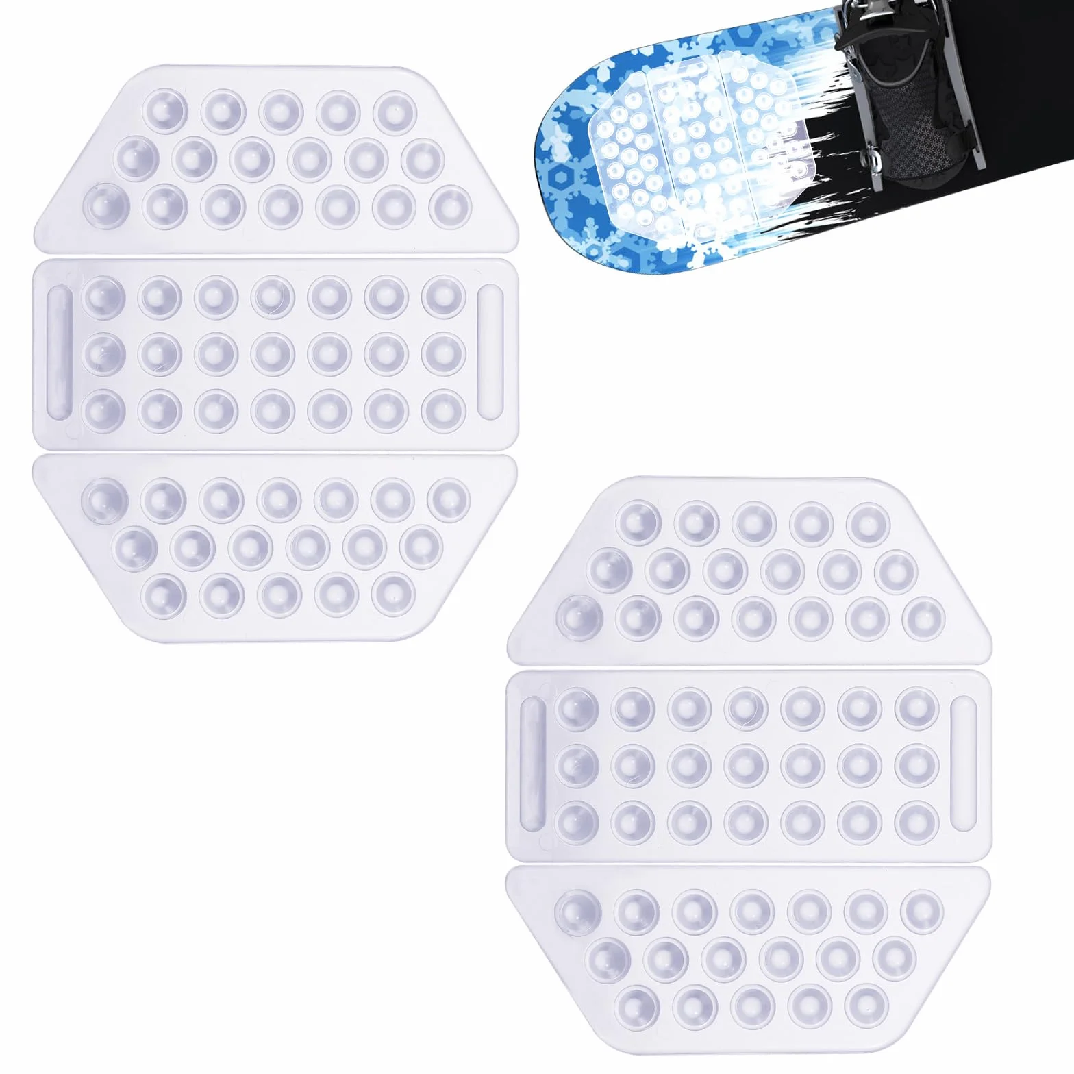 LUTER 6 Pièces Pad Snowboard Antidérapant, Transparents Patins de Grip pour Snowboard Antidérapants Auto-Adhésifs Patins à Pointes Offrent une Adhérence Supplémentaire pour le Snowboard Hommes Femmes