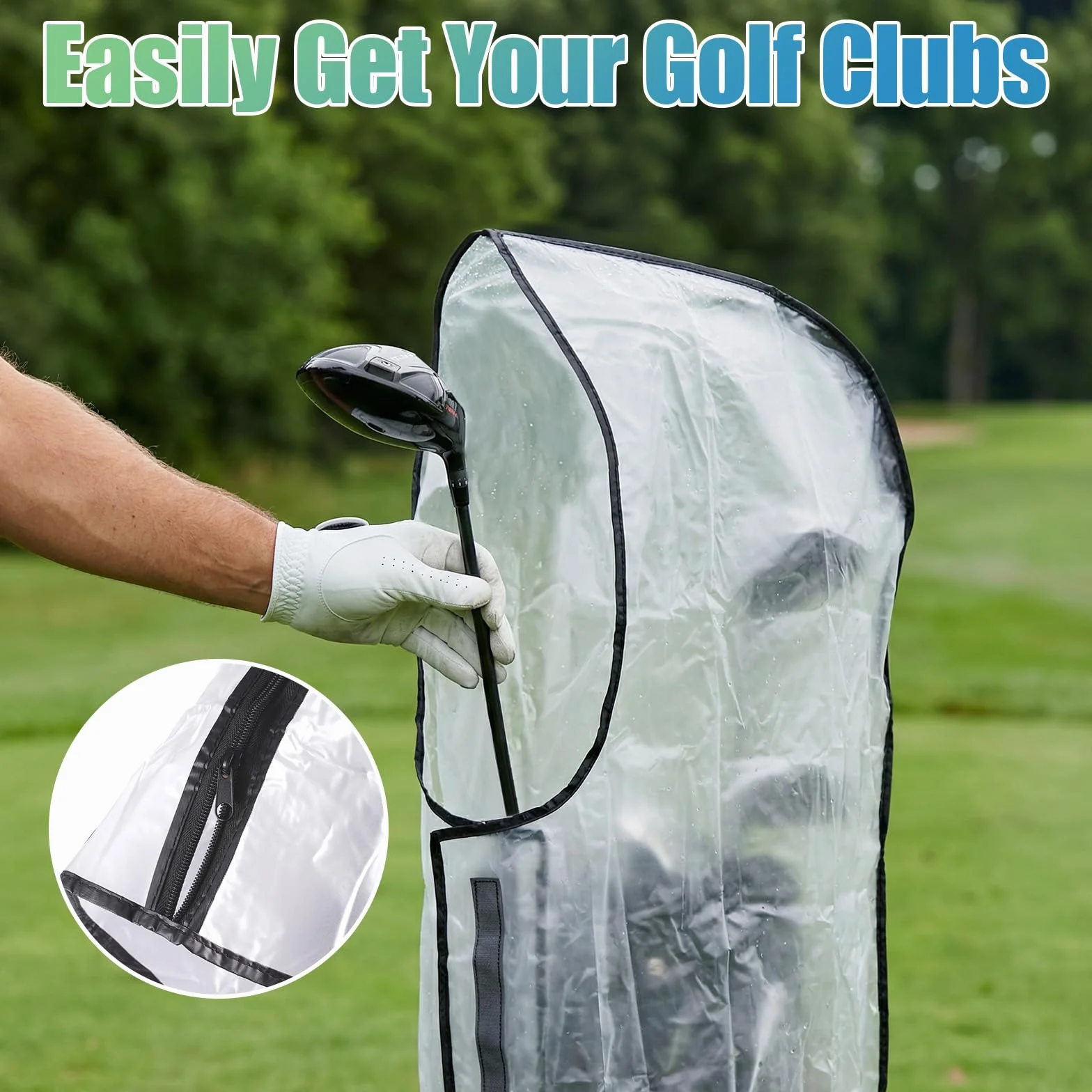 Housse de pluie imperméable pour sac de golf, accès facile