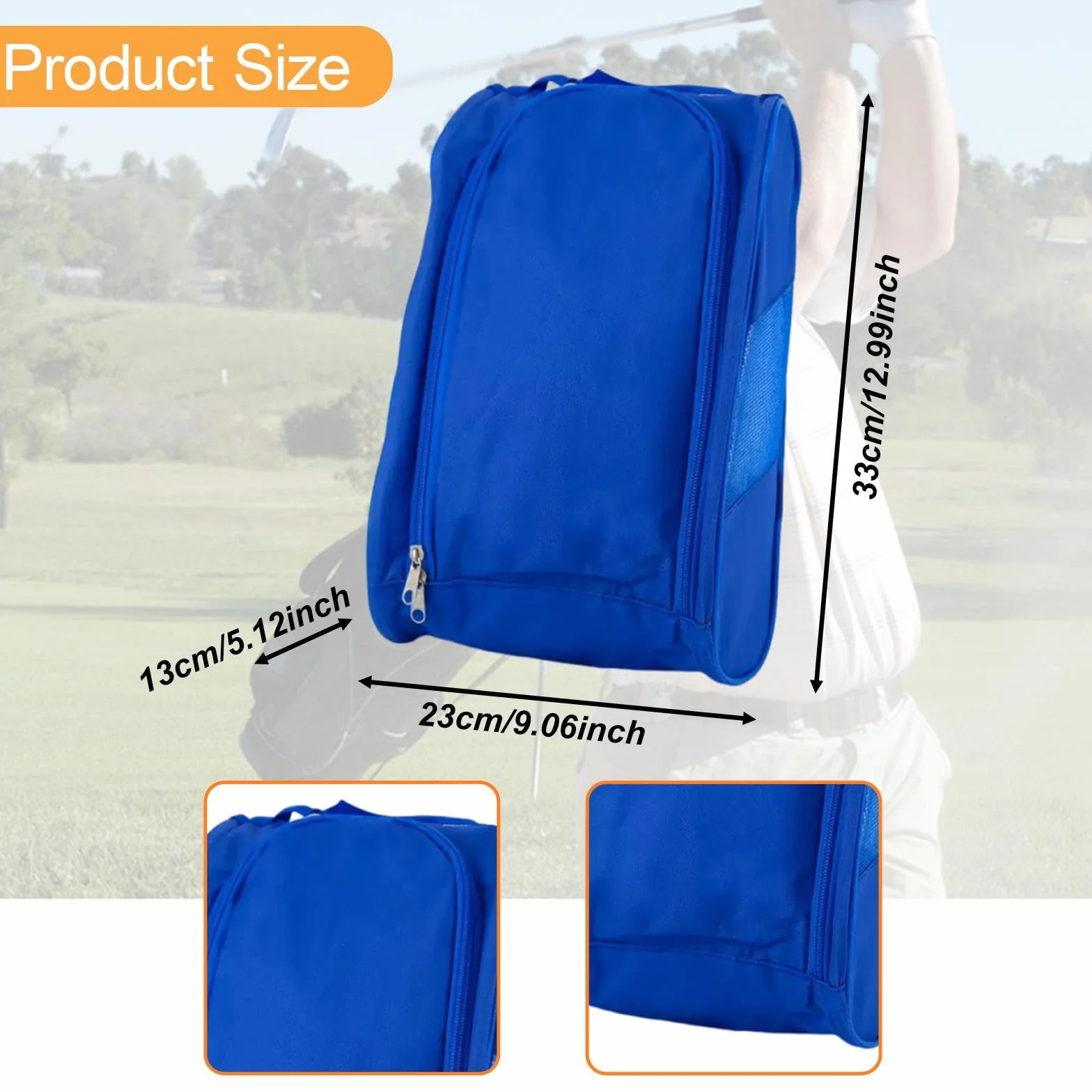 Sac de Transport pour Chaussures de Golf, Respirant et Portable avec Fermeture éclair, Bleu