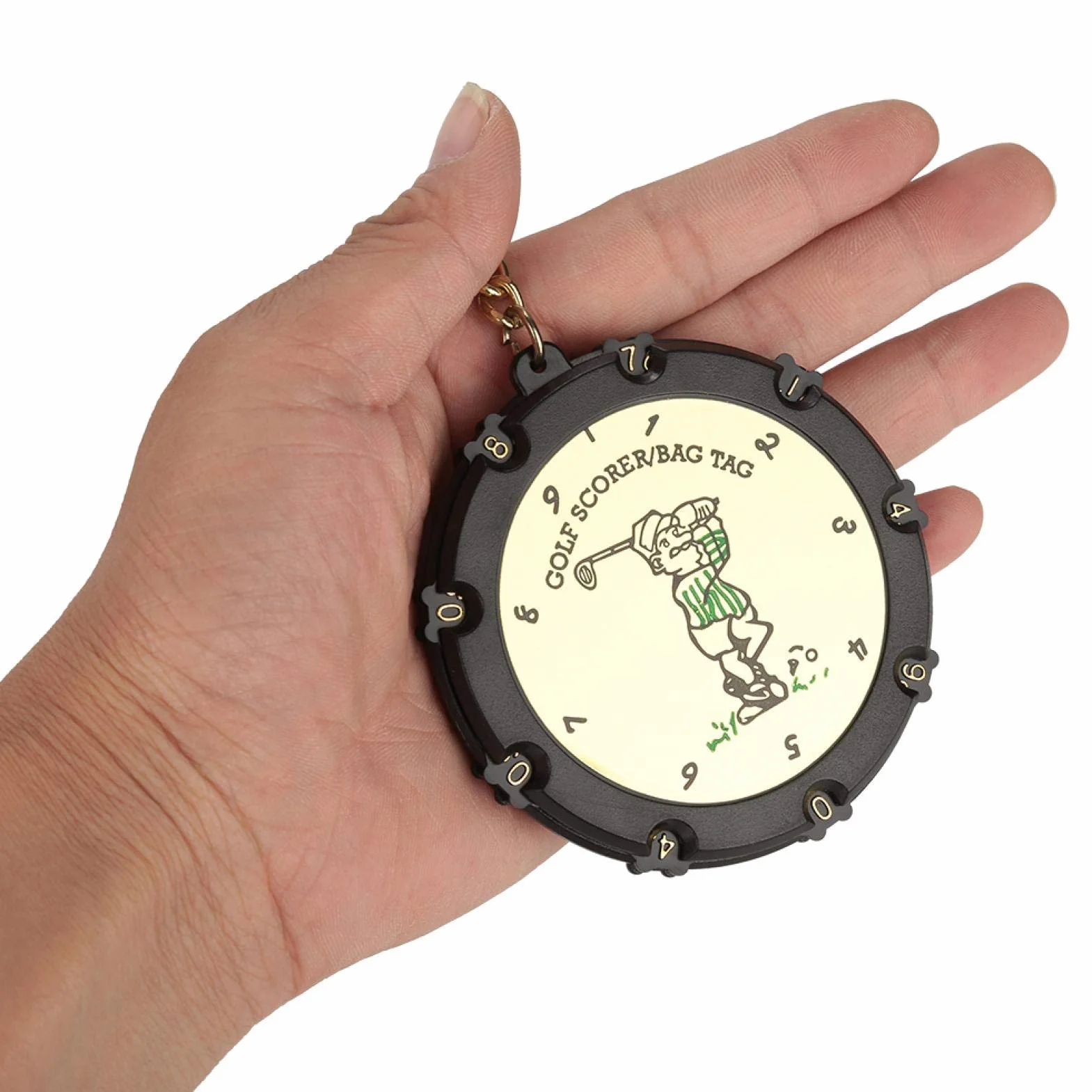 Compteur de score de golf portable 18 trous avec Numbers Wheels Gardien des scores porte-clés