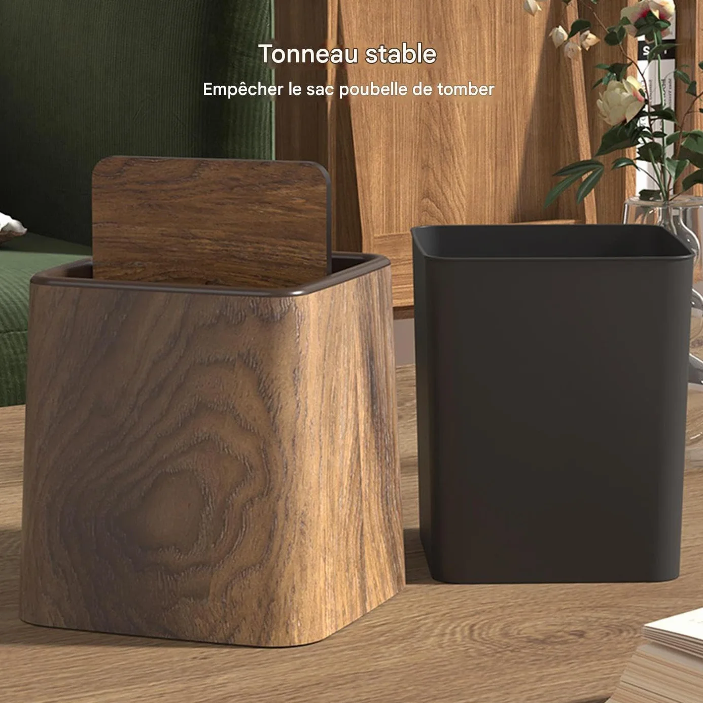 Poubelle de Bureau Mini Corbeille à Papier avec Couvercle, Poubelle Déco Rétro Gain de Place