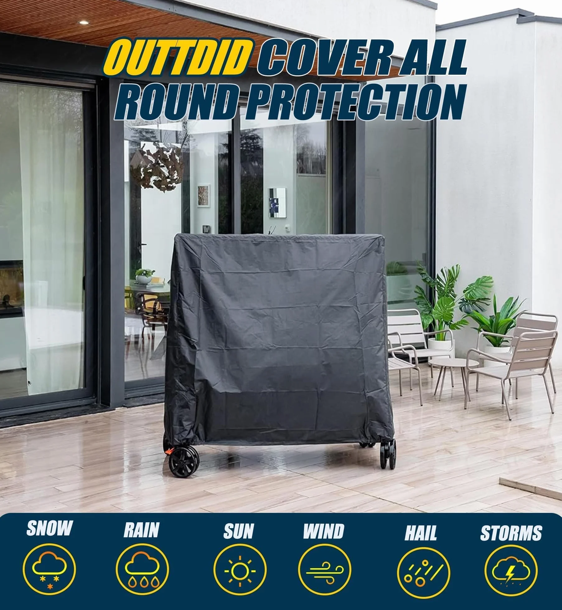 Housse Table Ping Pong Extérieure, 600D Couverture de Table de Tennis, Bâche Imperméable Housse de Protection pour Table de Ping-Pong