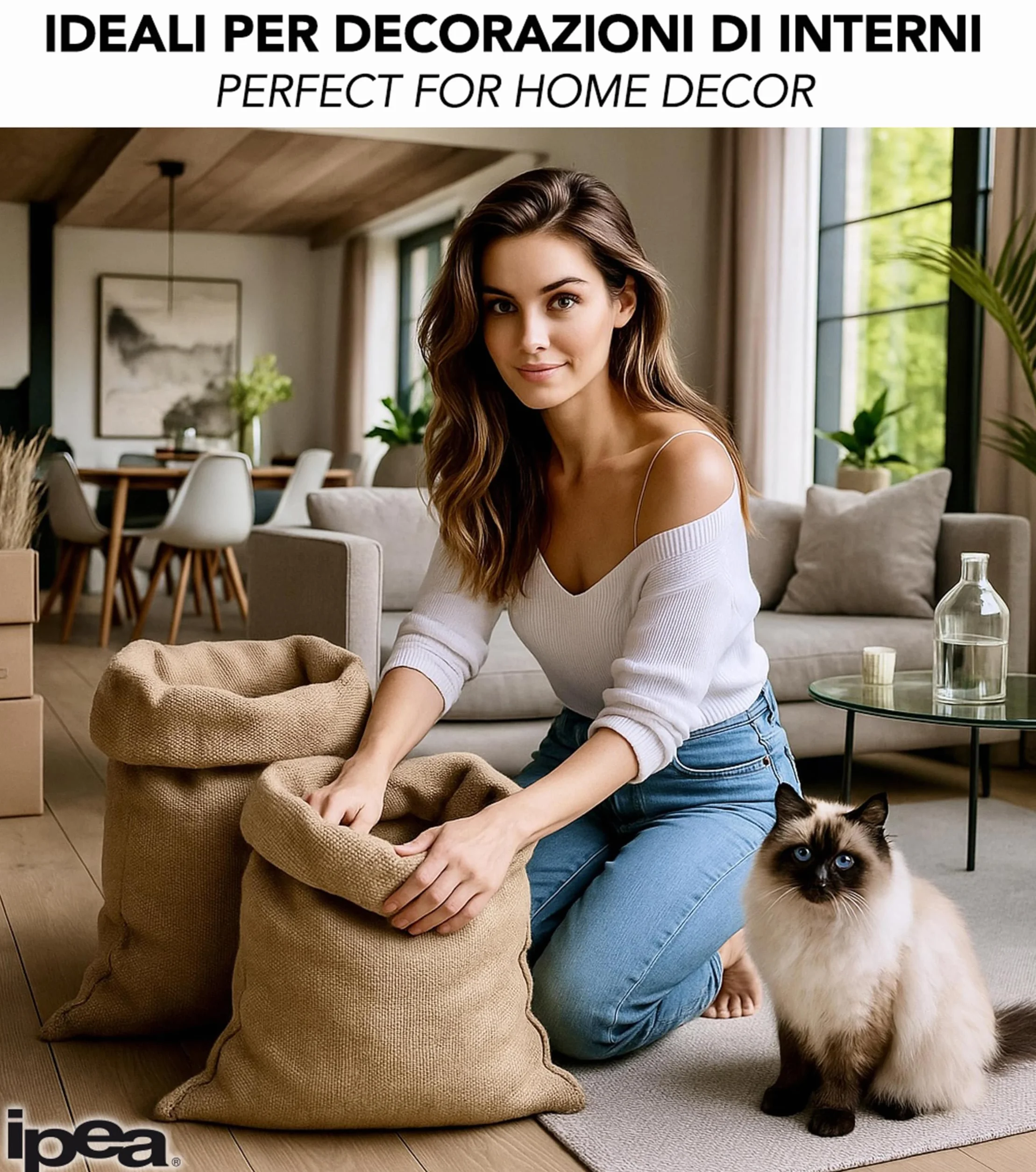 Sacs en toile de Jute IPEA 80 x 50 cm 5 unités Naturelle pour Bricolage Décoration Jardin