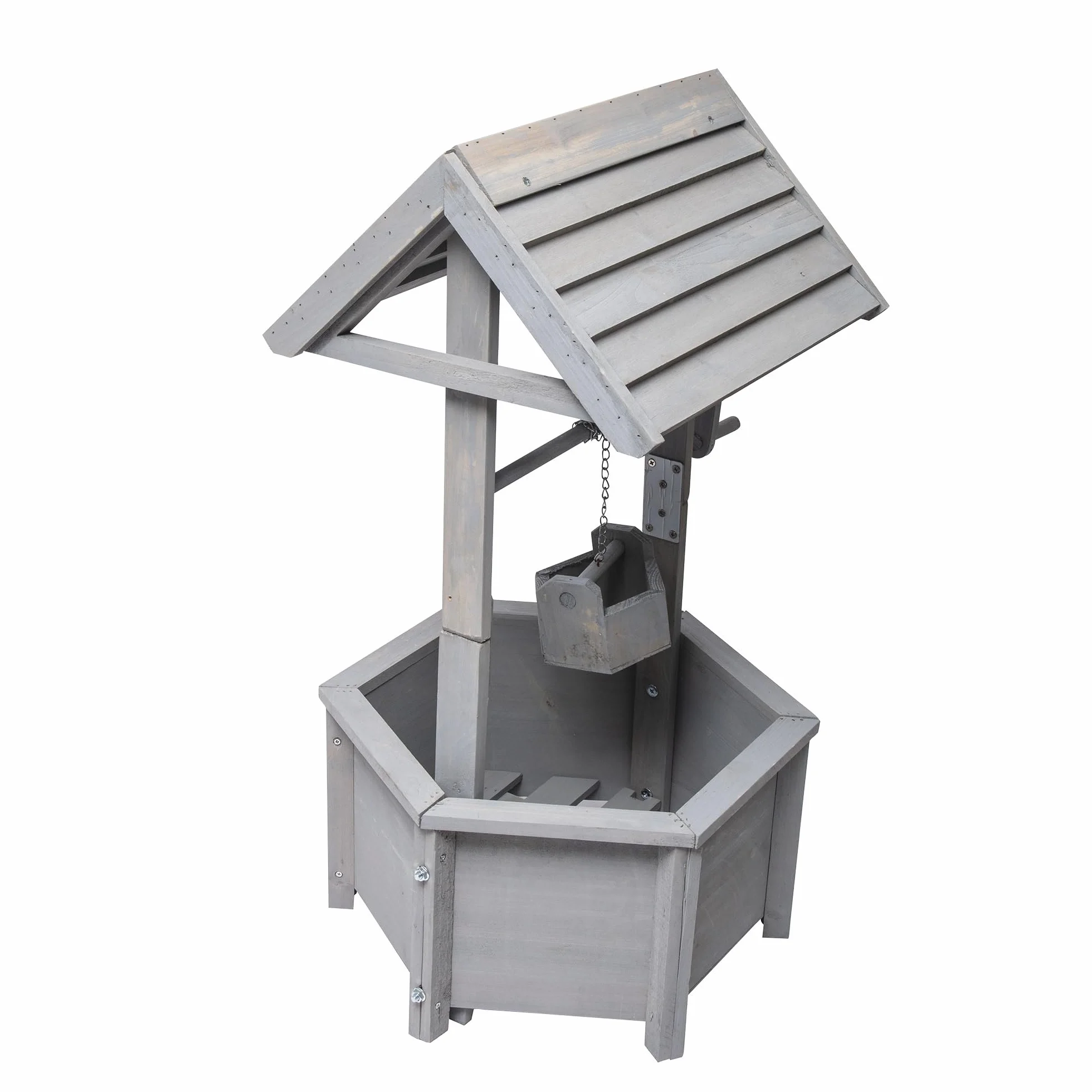 WERKA PRO Puits décoratif en Bois 38x42x82cm