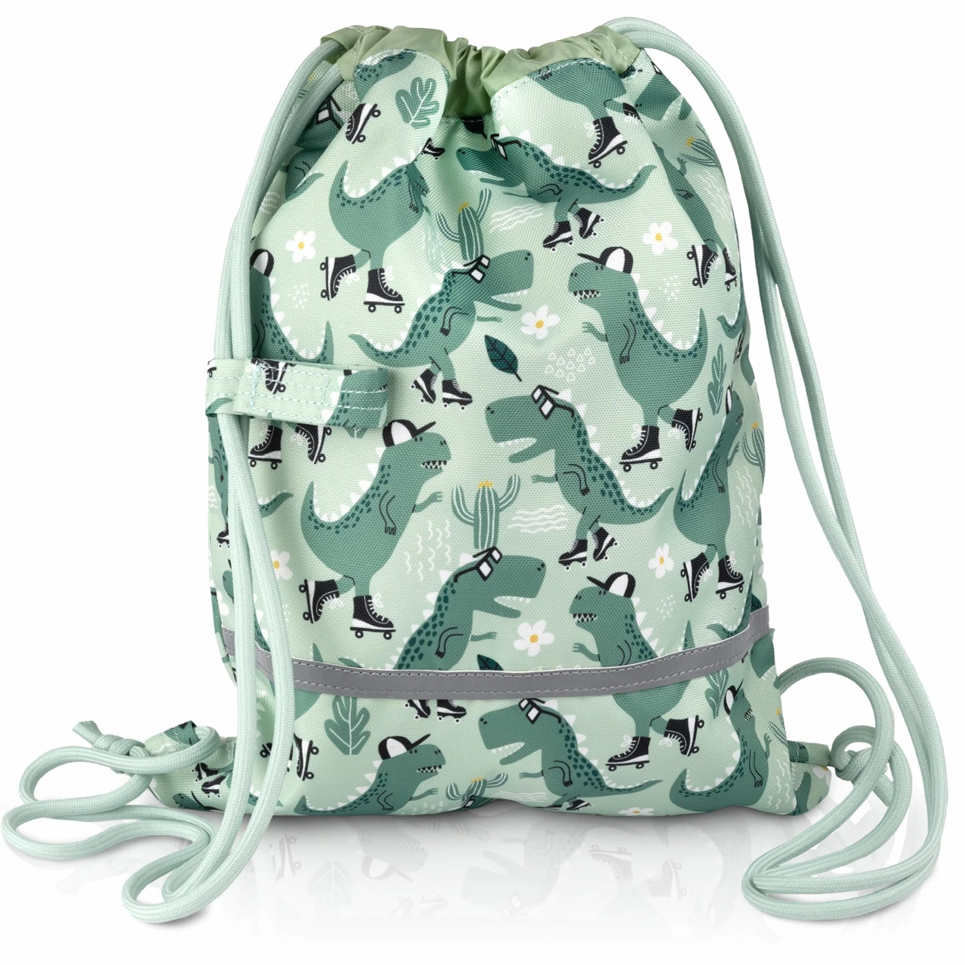 Sac de gym enfant maternelle en polyester recyclé – imperméable, sans PFC, avec réflecteurs et sangle poitrine
