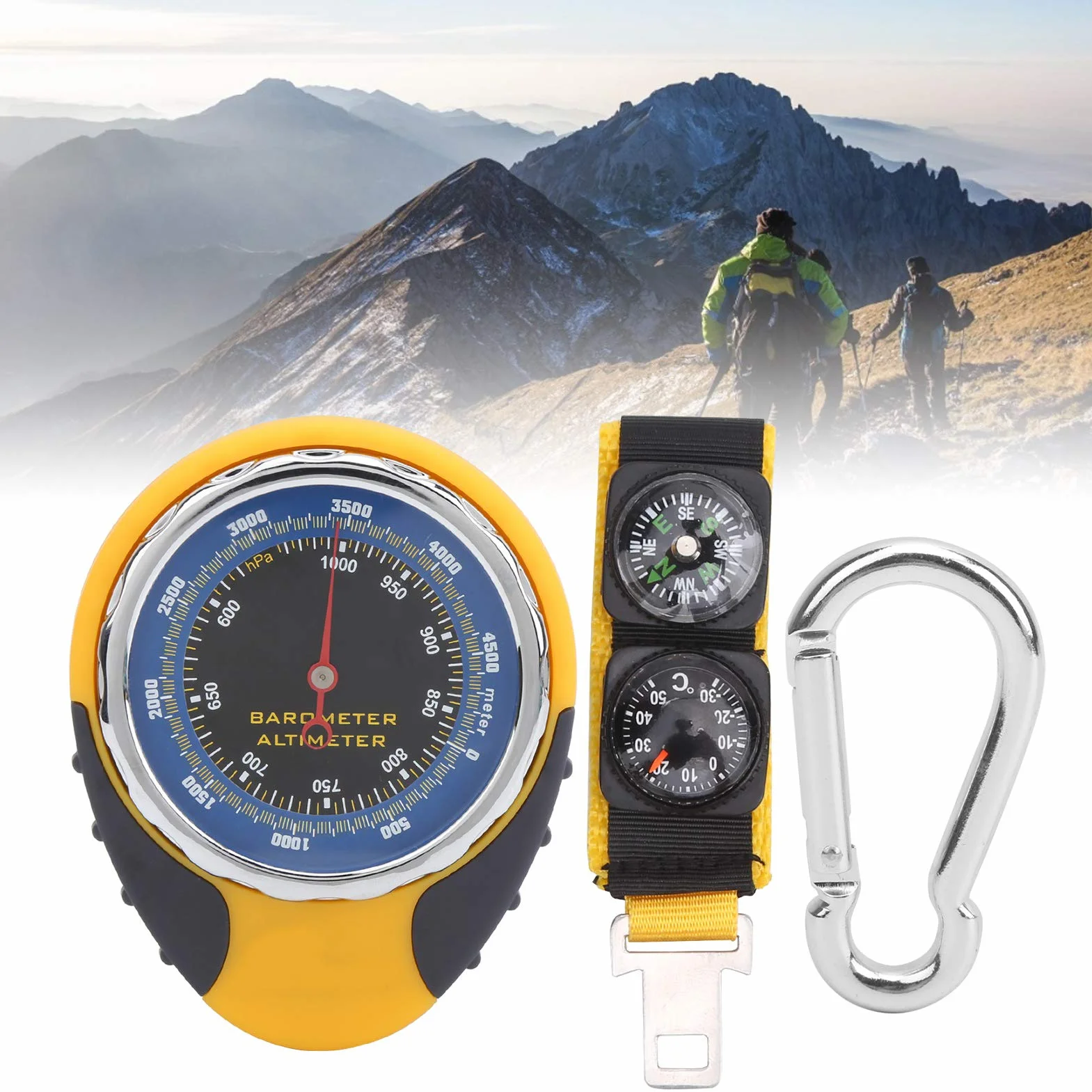 SYH&AQYE Altimètre avec Boussole, Baromètre et Thermomètre, Manomètre Barométrique 4 en 1, Jauge Multifonctionnelle pour la Randonnée en Plein Air, Le Camping, l'escalade
