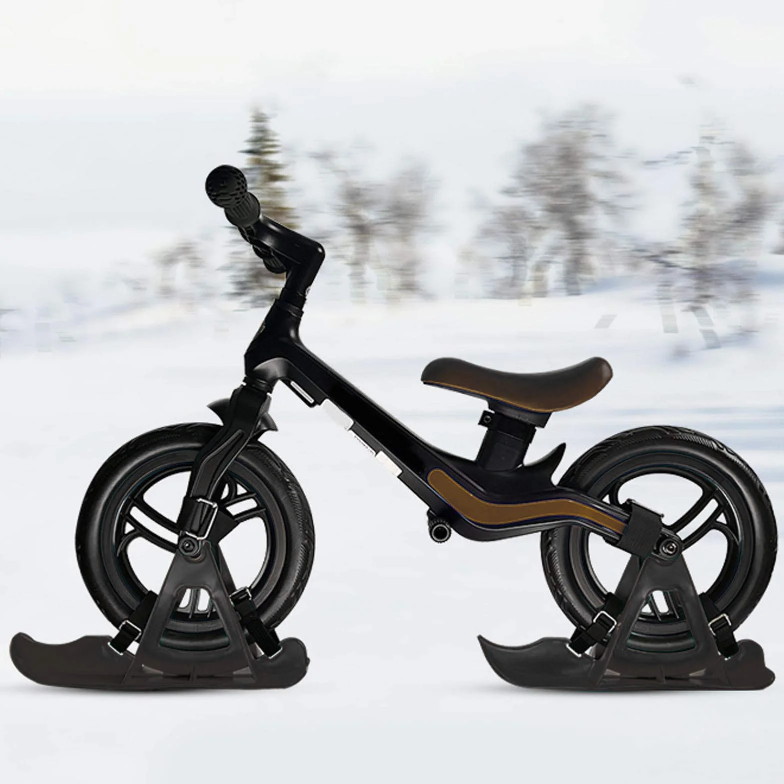 Trottinette à neige multifonctionnelle - Pièces de planche à neige - Patins pour poussette, planche de ski, vélo et roues