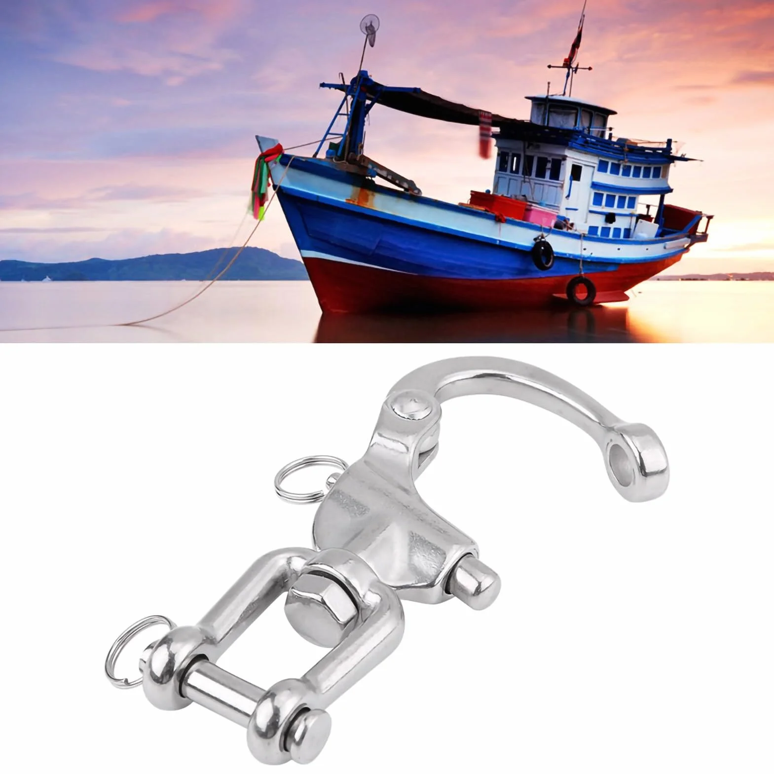 Keenso Mousqueton Pivotant à Emerillon, Maillons Rapides en Acier Inoxydable 316 Crochet à Ressort Rapide à Largage pour Drisse de Voilier Bateaux(128mm)