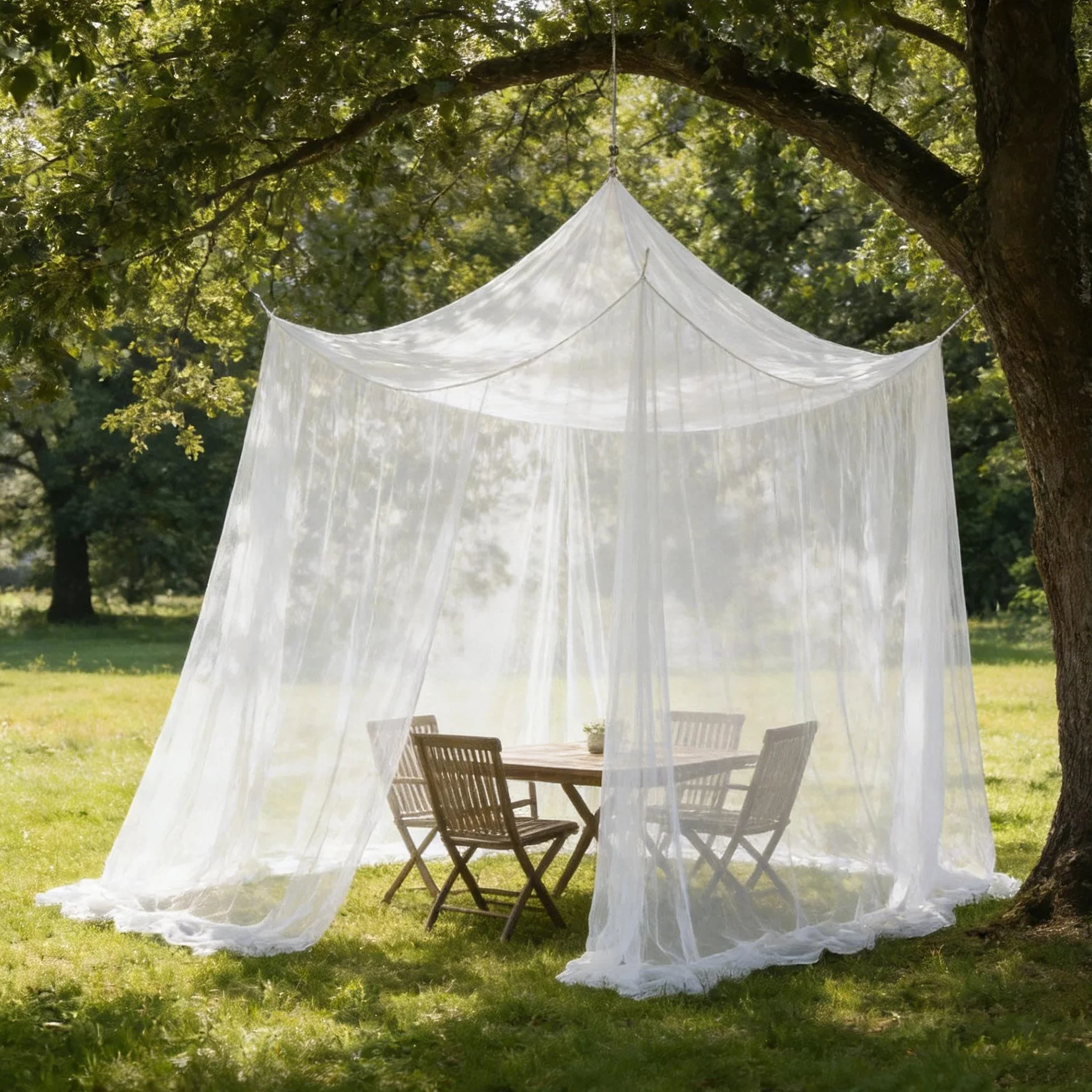 Moustiquaire 300 x 300 x 250 cm, pour gazebo, jardin, terrasse, camping, lit, 220 mailles fines avec 1 porte, blanc
