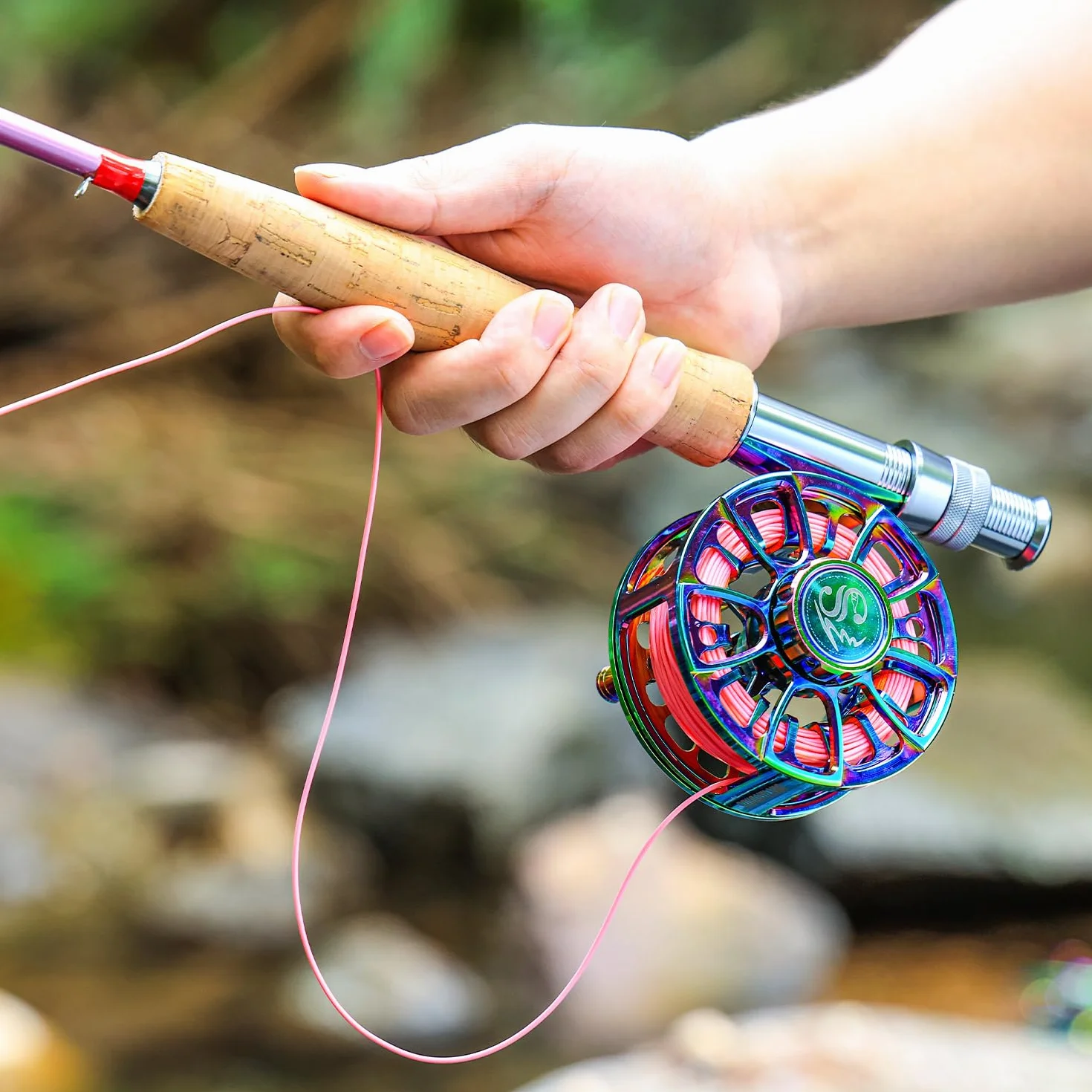 Sougayilang Ensemble canne à pêche à la mouche et moulinet, 4 pièces ultra poids portable et moulinet en aluminium usiné CNC avec sac de canne à pêche
