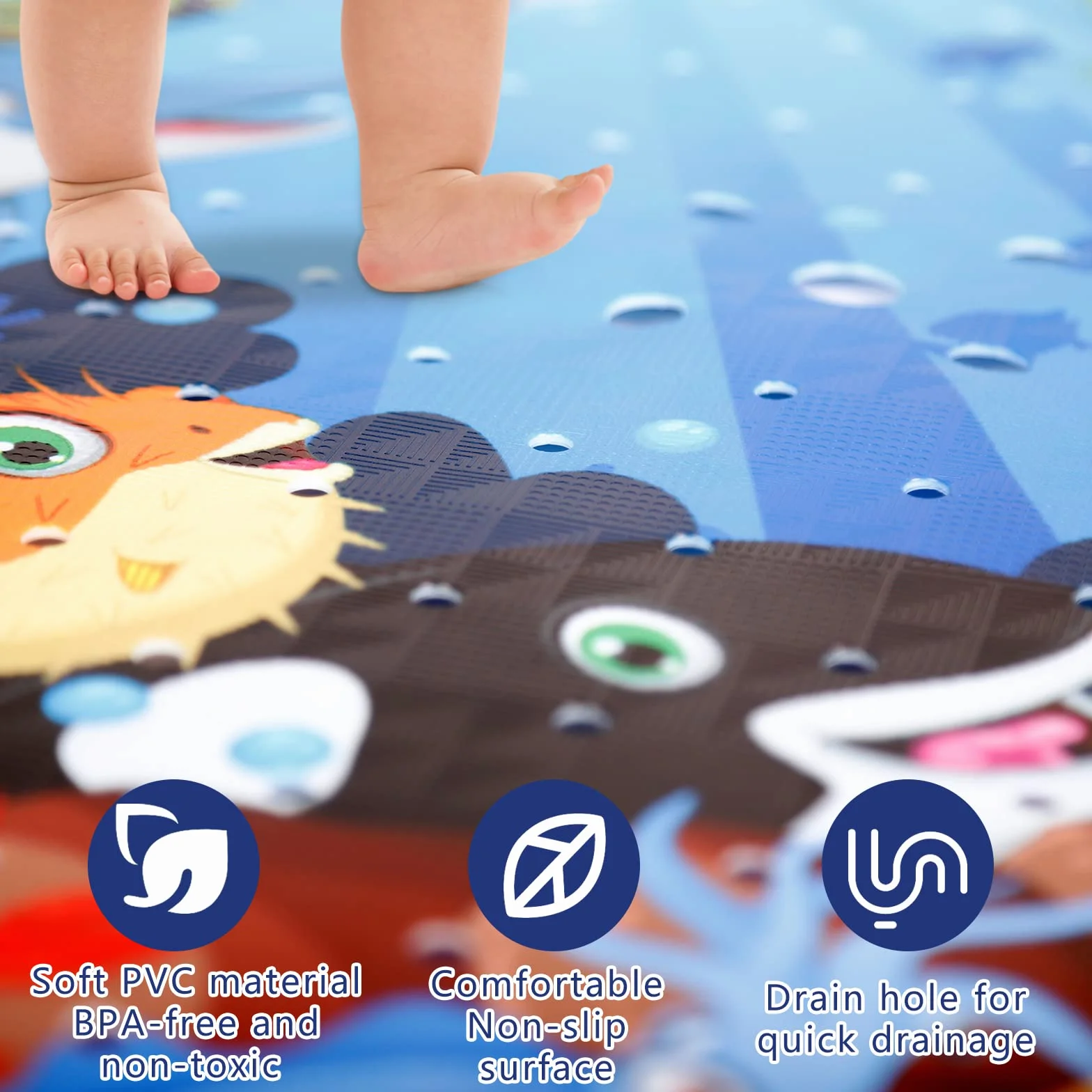Tapis de Douche Antidérapant 53x53cm PVC pour Bébé, Lavable en Machine