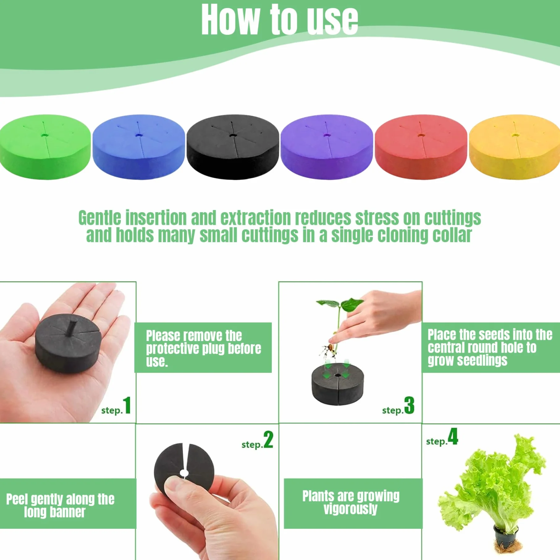 Éponges hydroponiques 40 pcs, inserts de cloner en mousse néoprène pour pots de filet 2 pouces, aéroponique