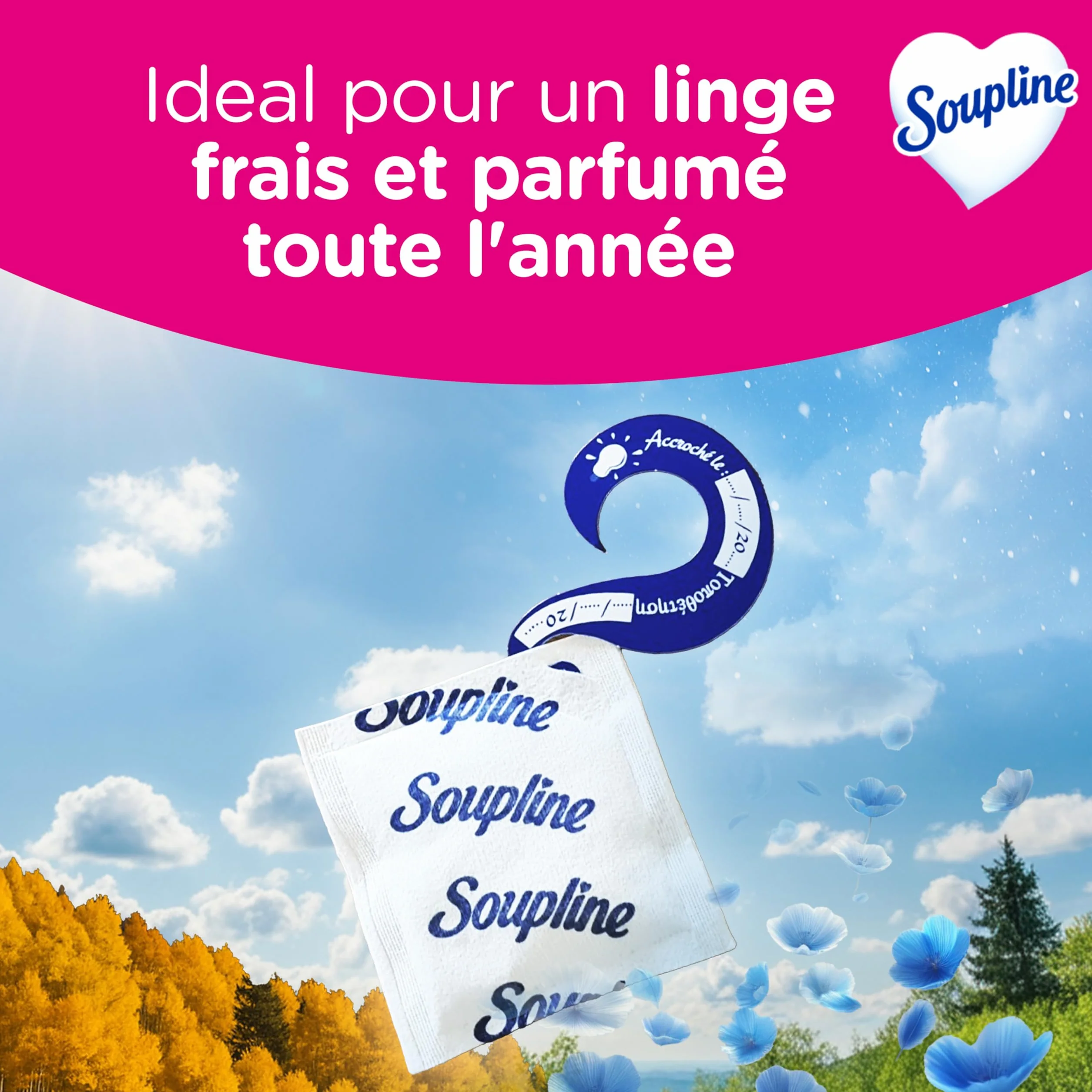 Soupline Sachets Armoire Rafraîchissants, Parfum Air Frais, 3 Sachets