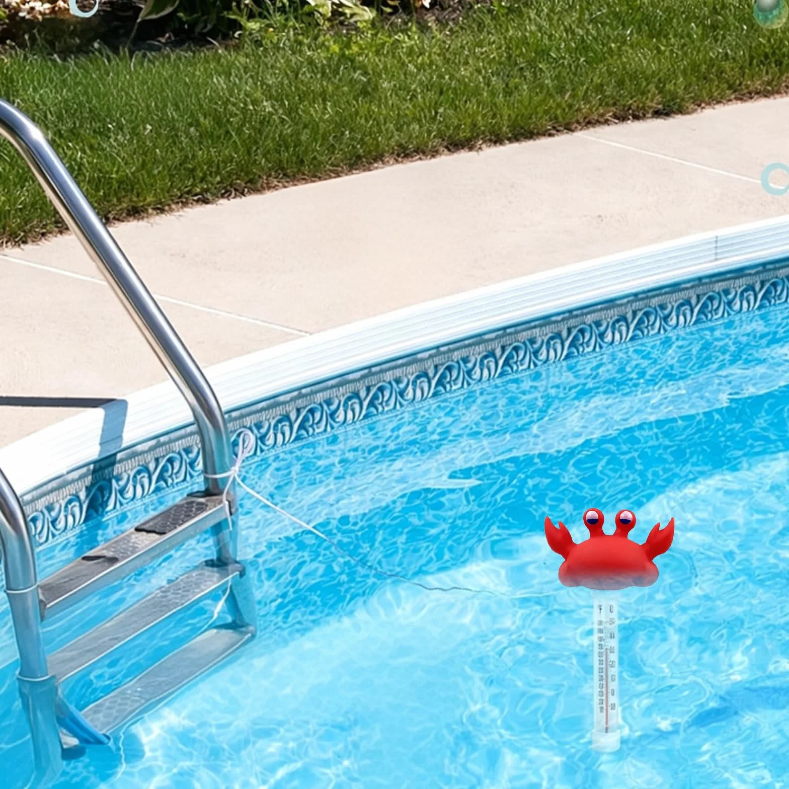 Thermomètre d'eau flottant piscine incassable cordon design cartoon crabe
