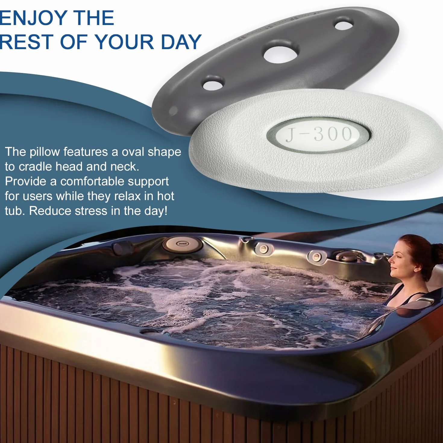 Lot de 4 Coussins Ovales + Support Arrière pour Jacuzzi J-300 Series Hot Tubs & Spas (2014-2018)