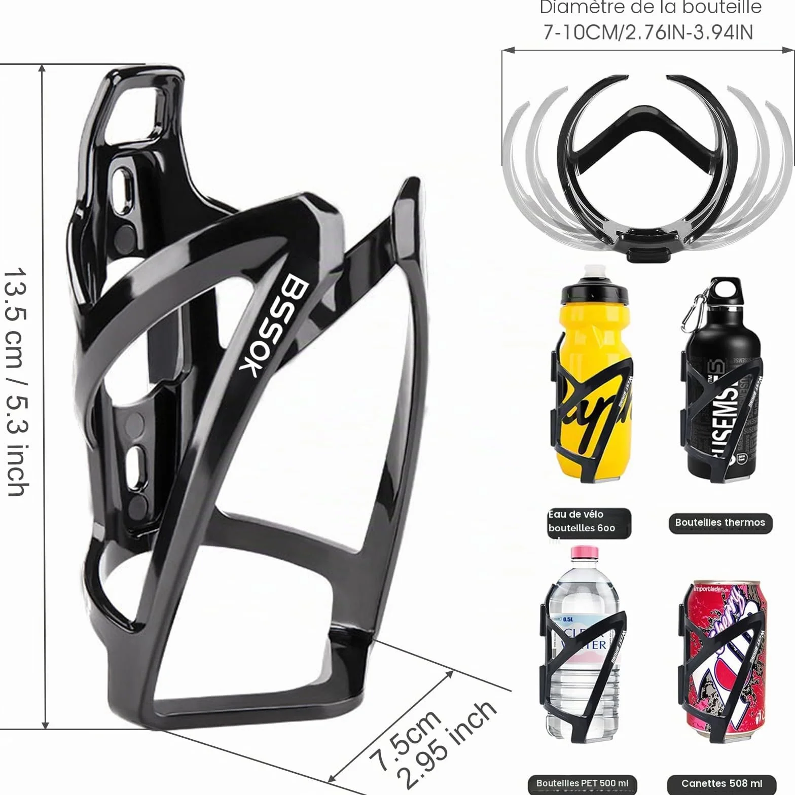 Porte-Bouteille de vélo, en Plastique, léger et Durable, pour VTT, vélo de Route, VTT (Noir)