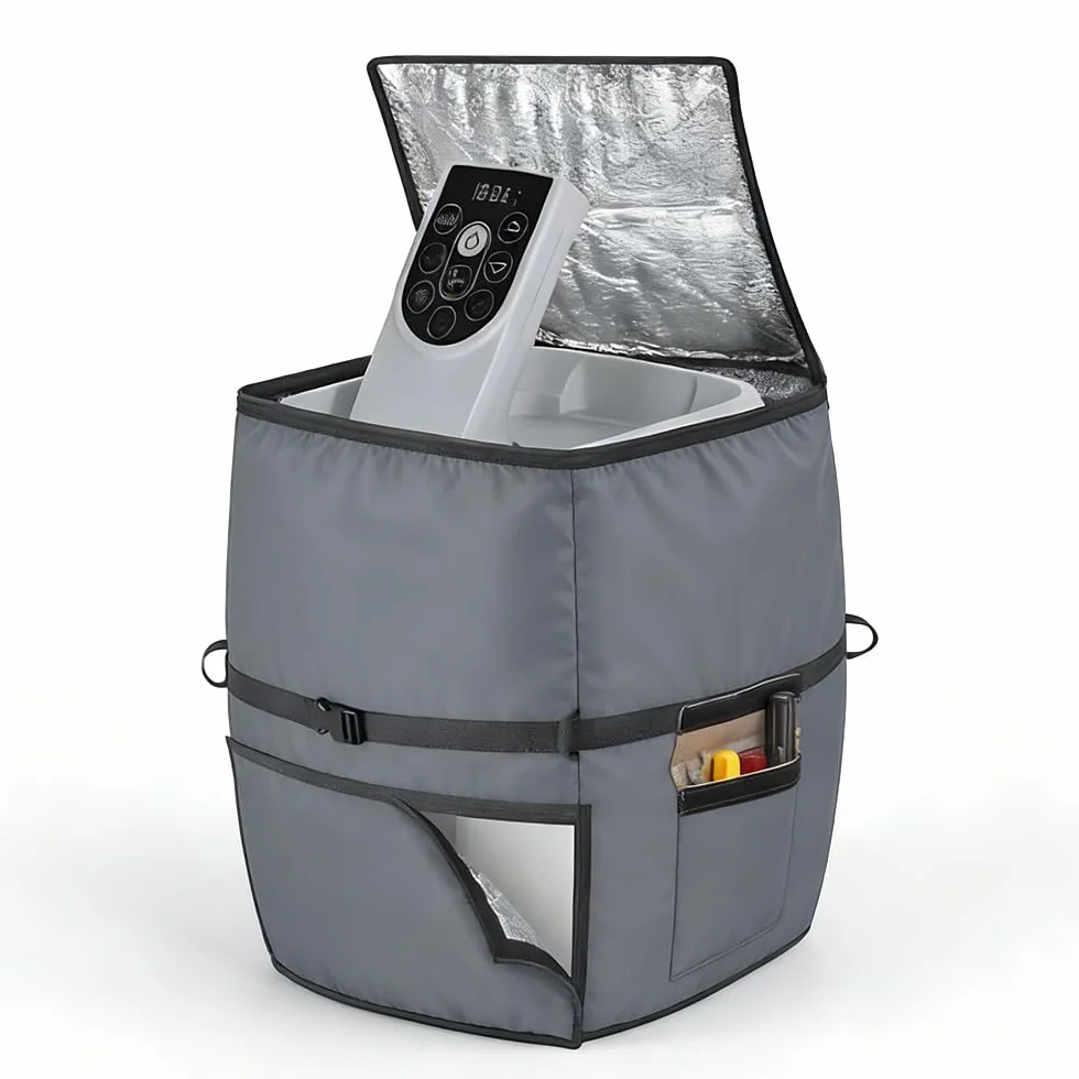 Couvercle de Pompe de Chauffage pour Spa Jacuzzi, Housse pour Baignoire Extérieure (Gris)