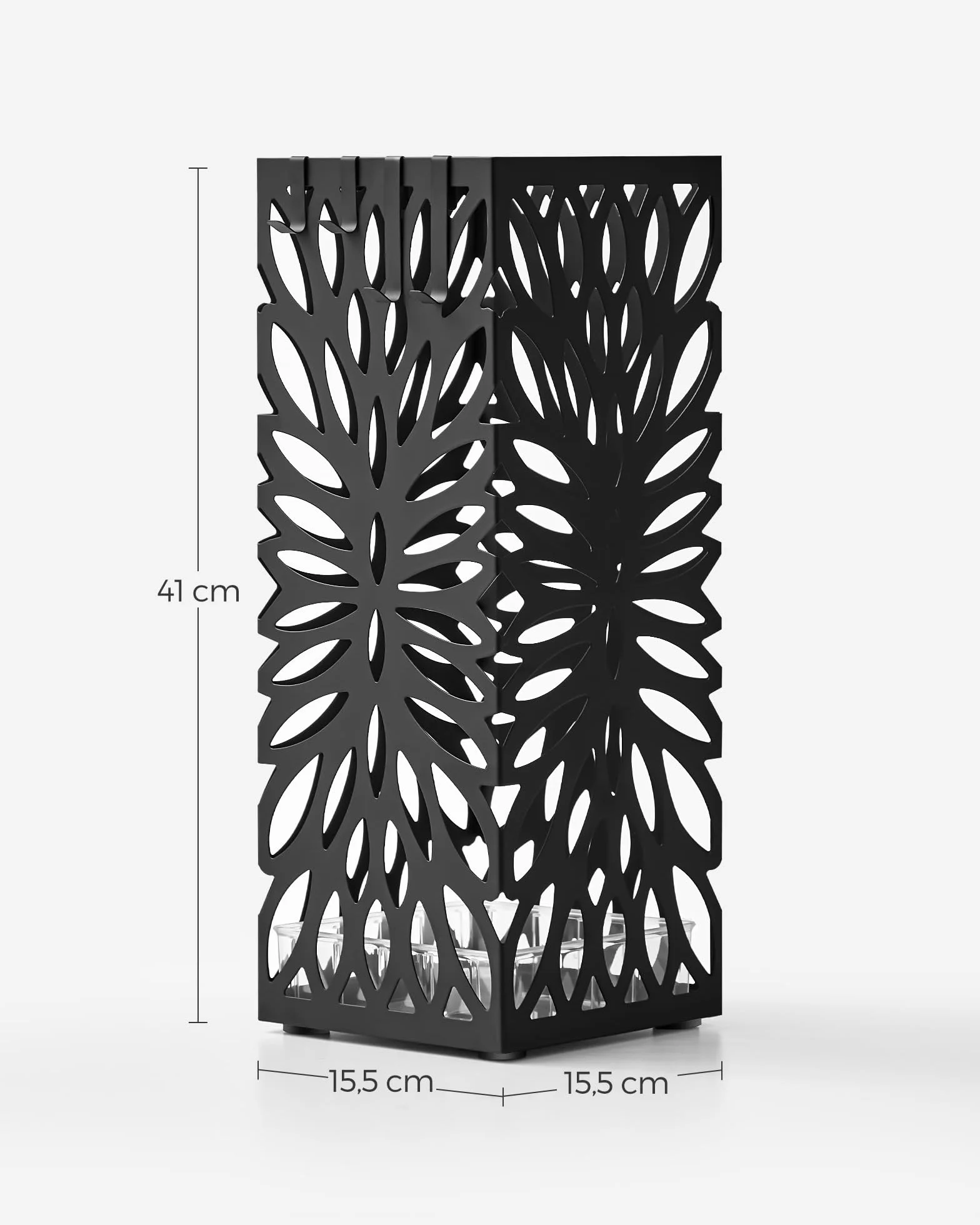 SONGMICS Porte-parapluies Support Carré Acier avec Réceptacle d'Eau Amovible Noir LUC026B33
