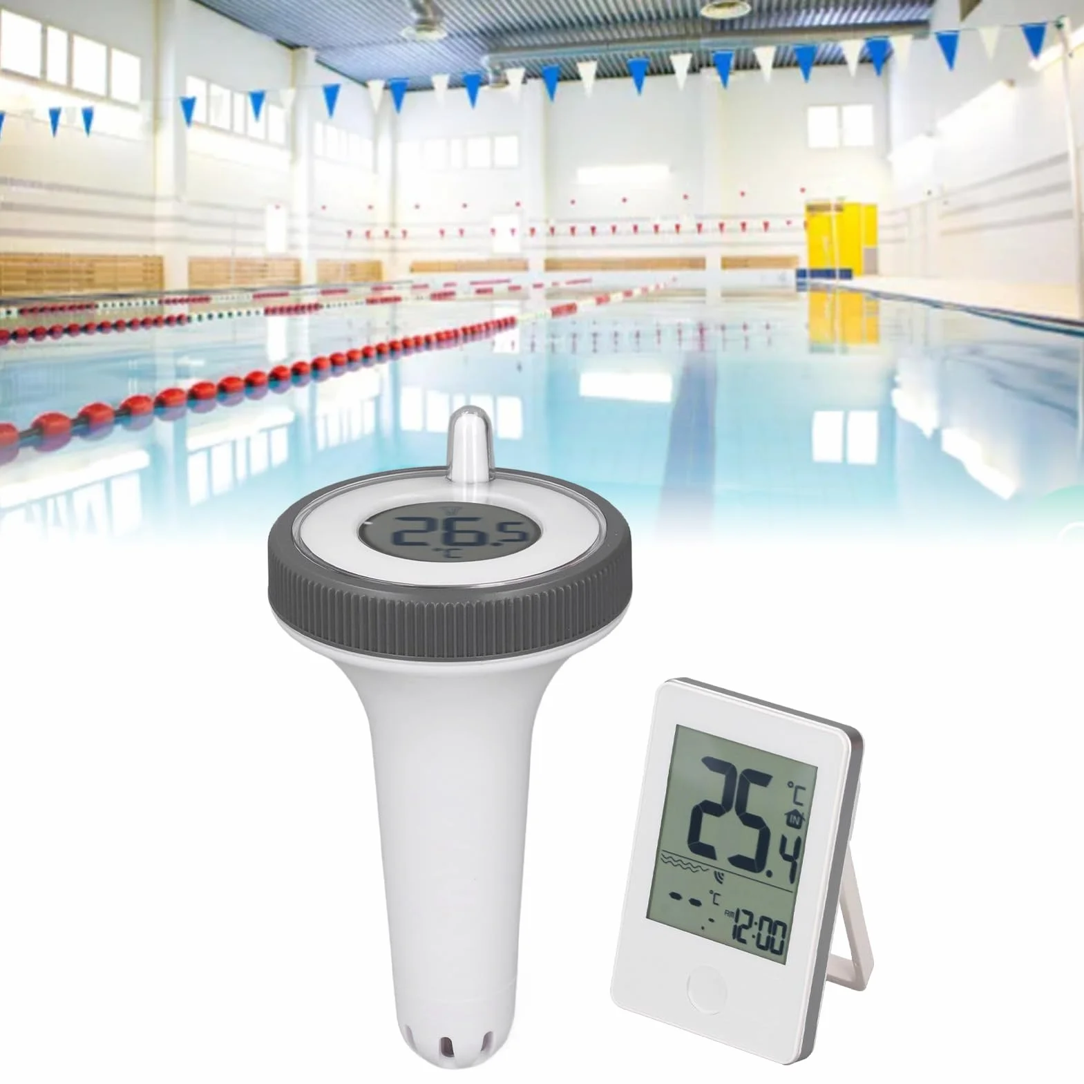 Thermomètre Flottant Numérique sans Fil ABS étanche pour Piscine, Bains à Remous et Aquariums