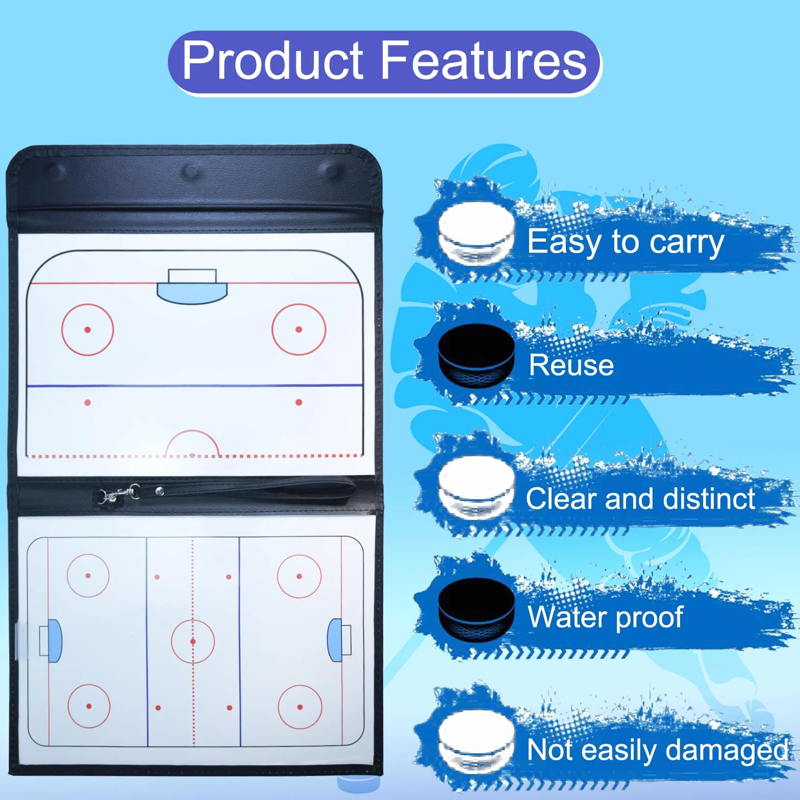 Joyeee Tableau Blanc Tactique Hockey sur Glace avec Marqueur Effaçable à Sec