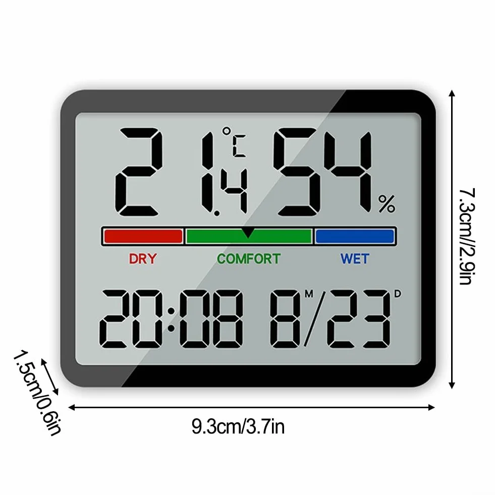 Horloge numérique étanche salle de bain avec thermomètre hygromètre noir