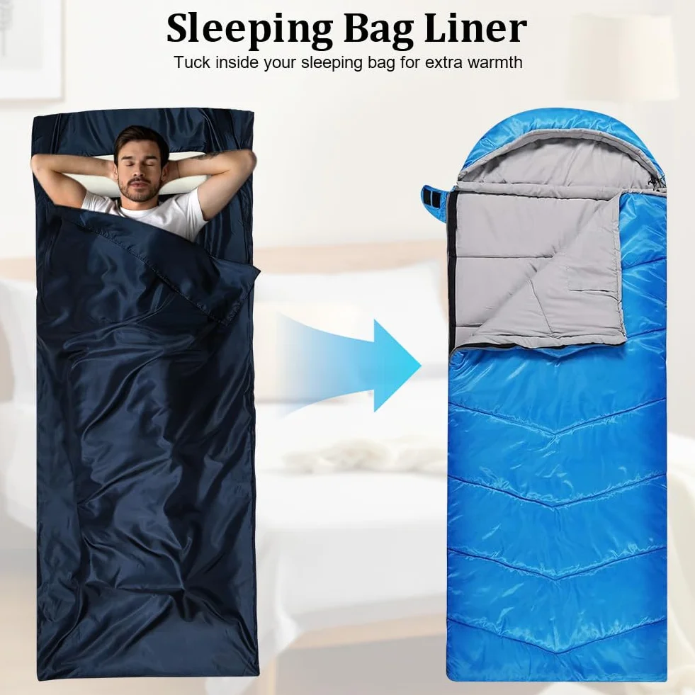 Aolso Drap de Sac de Couchage, 220x90cm Sac de Couchage de Voyage Ultra Léger, Microfibre Sleeping Bag Sheet, Backpacker's Journey Drap, pour Voyage Camping Randonnée Auberges Hôtel Train