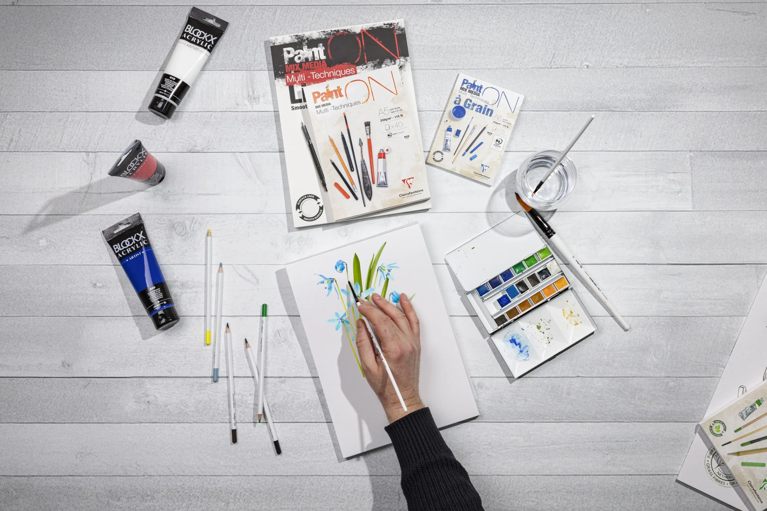 Clairefontaine Bloc Collé PaintON Multi-techniques Papier Dessin A4 250g 40 Feuilles