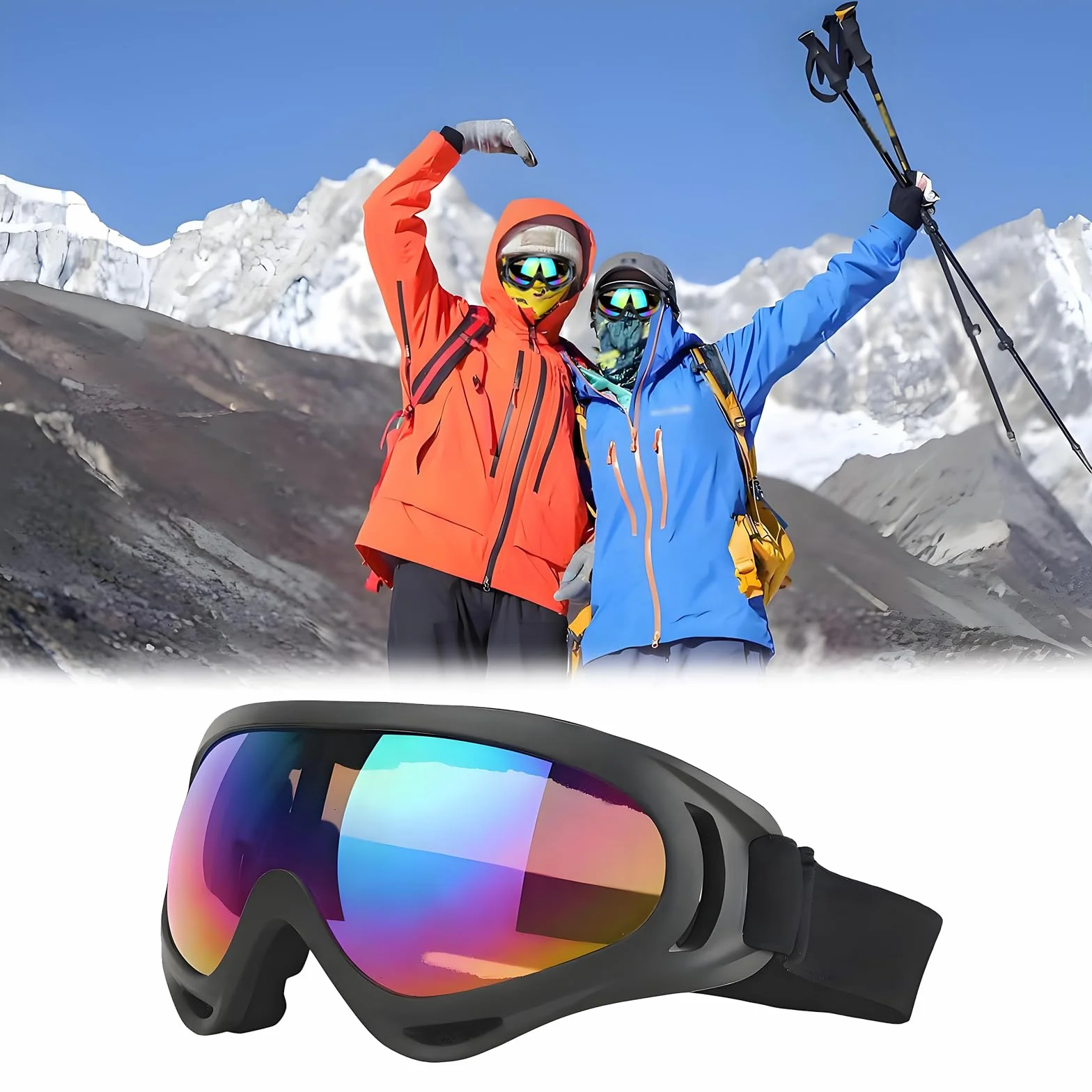 Lunettes De Ski 2 Pièces Masques De Snowboard Motoneige Moto Rembourrage En Mousse Hommes Femme