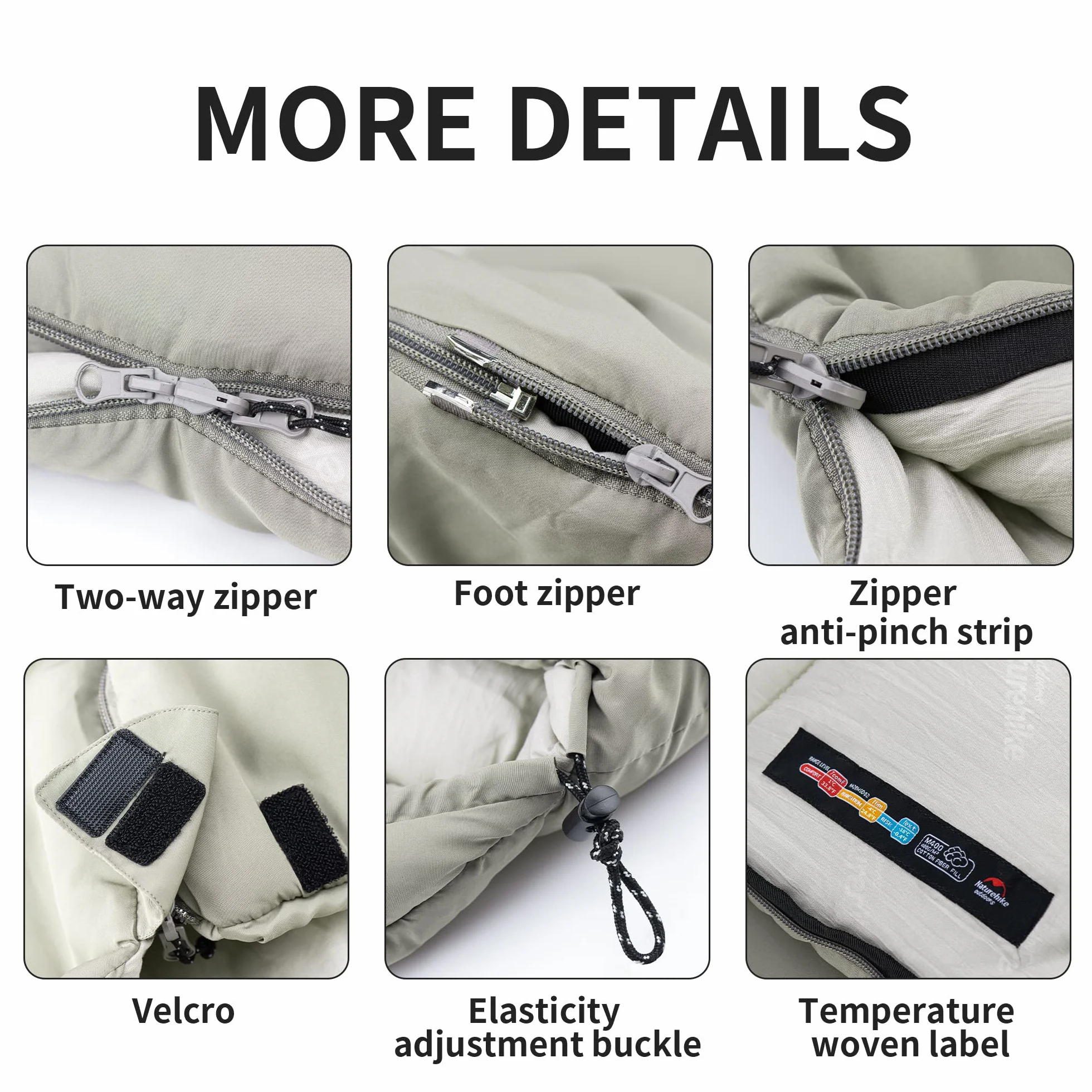 Naturehike Sac de Couchage À Capuche en Coton, 3 Saisons, Léger, Portable et Épissable, Rempli de Coton de Haute Qualité M180/M300, Adapté pour la Randonnée, Le Camping, L'alpinisme, en Intérieur