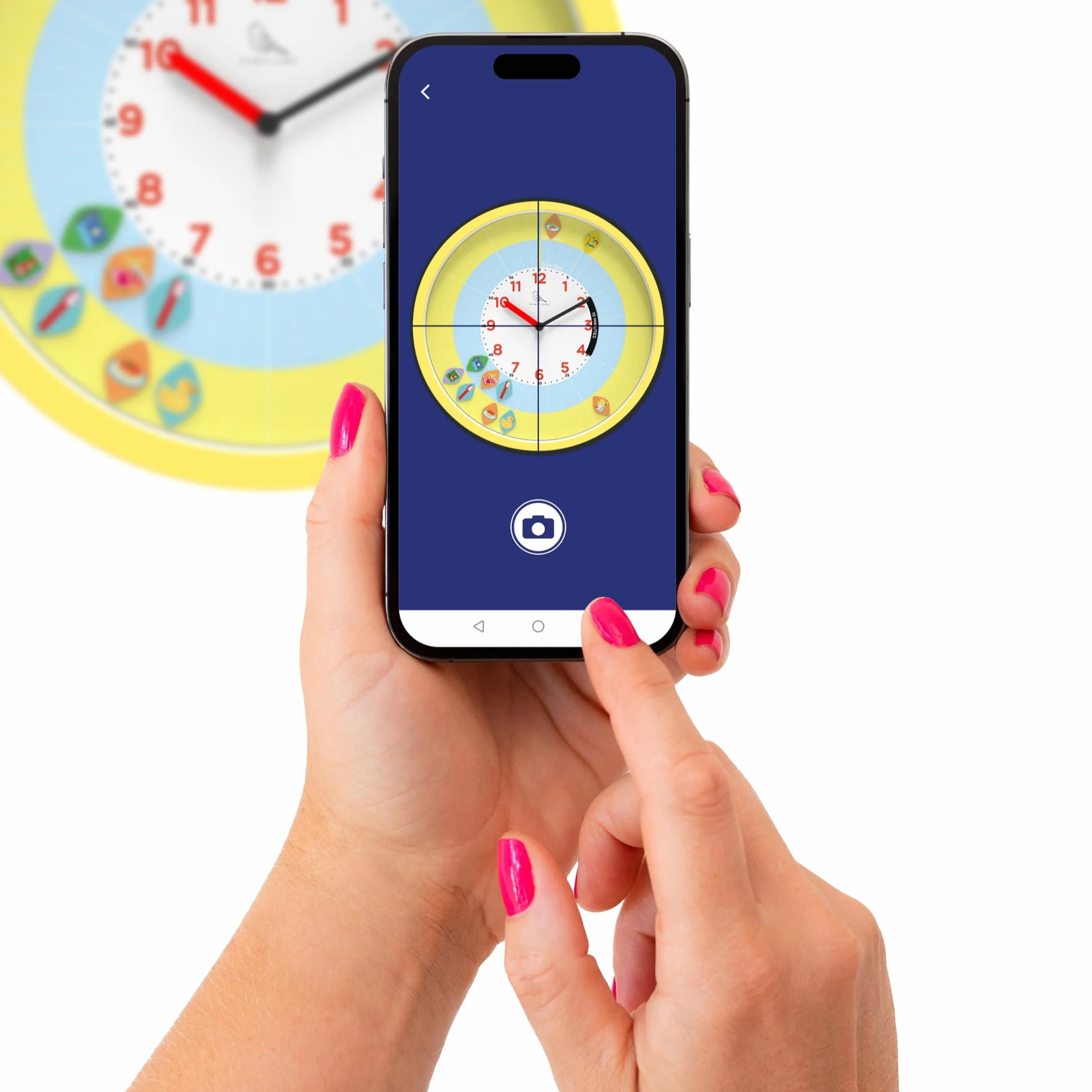 Horloge d'apprentissage pour Enfant, 60 Magnets Activités, 7 Magnets Timer, Jaune