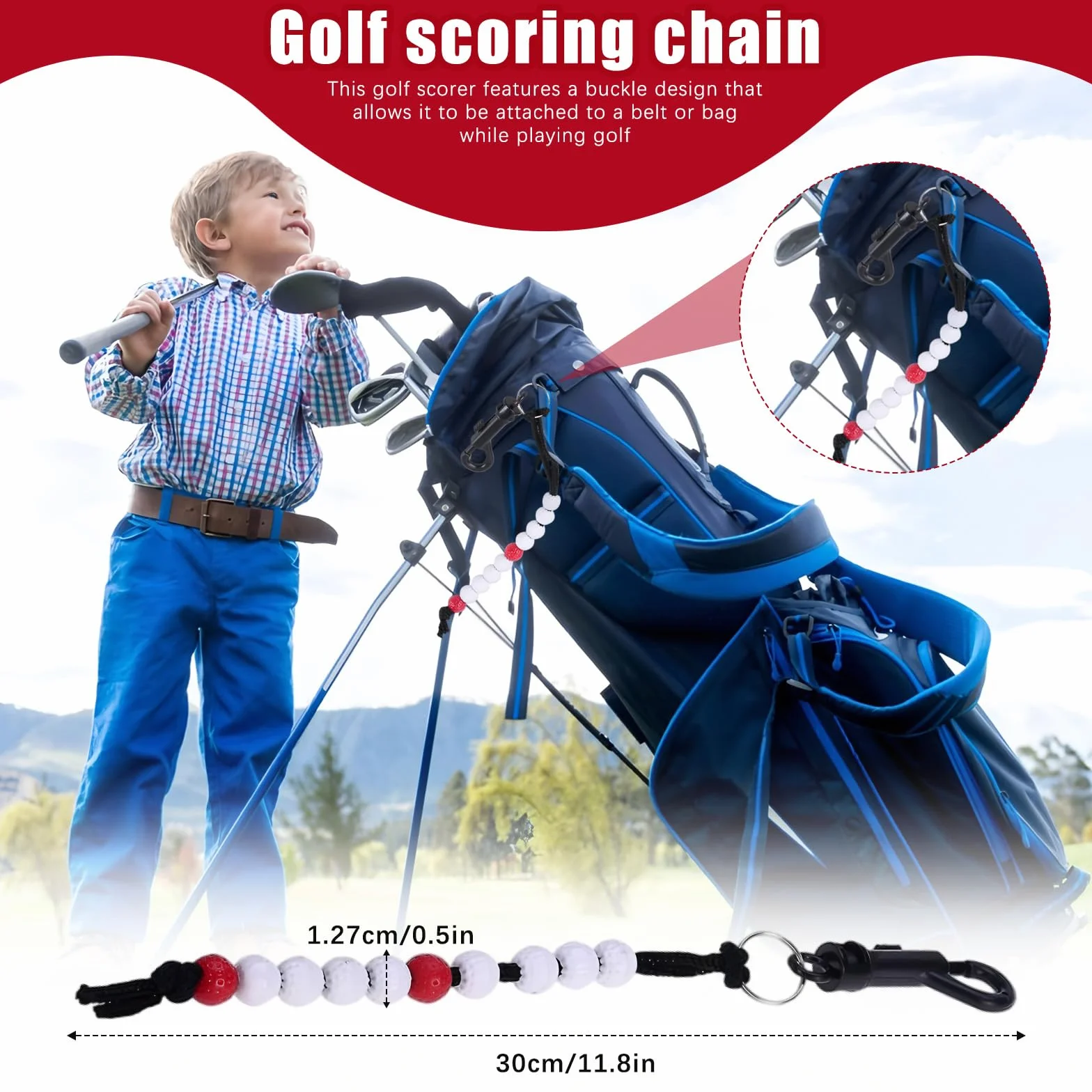 Compteur de Coups de Golf 2 Pièces, Compteur de Perles Portables avec Pince pour Sports de Plein Air